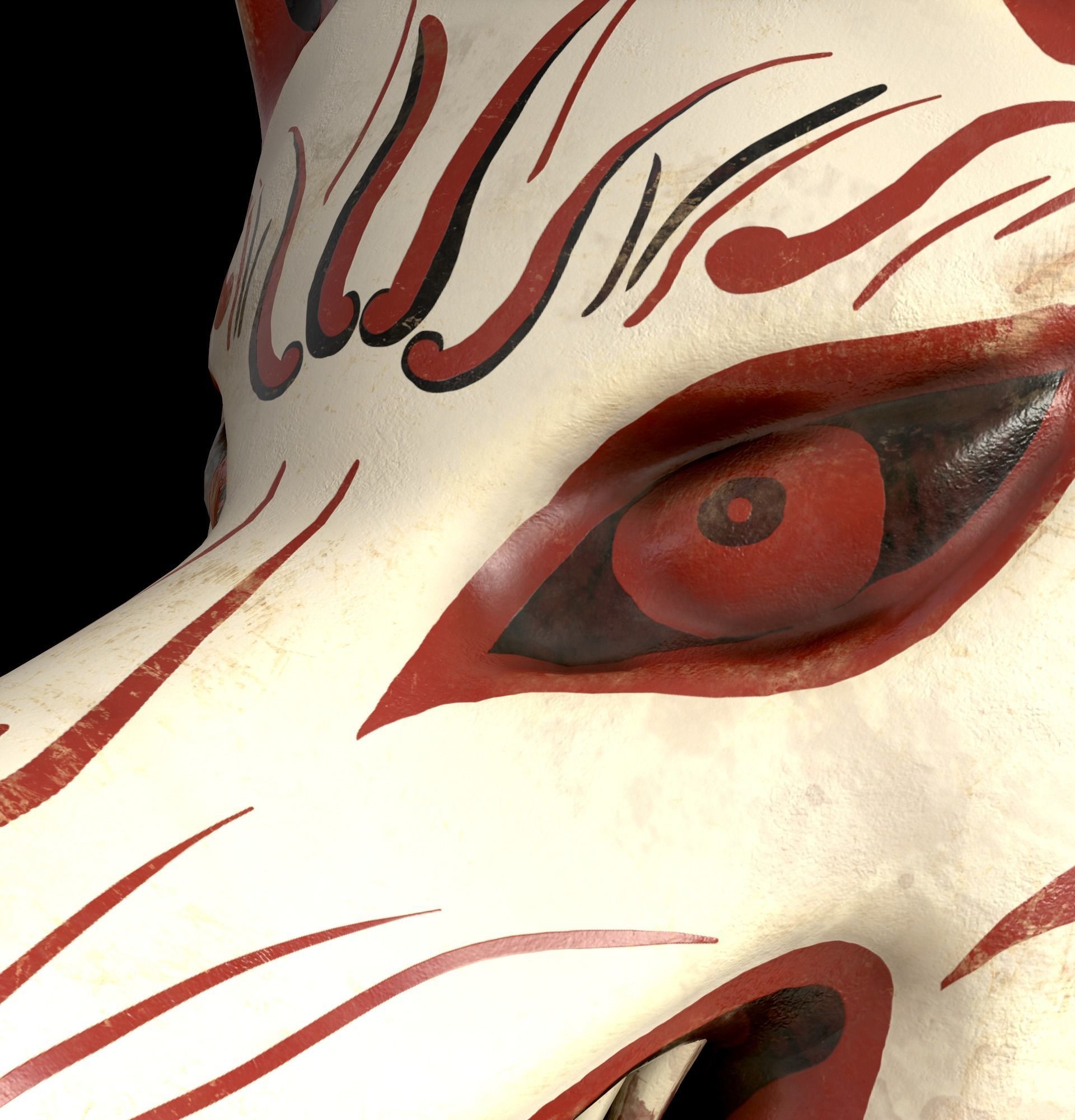 Japanese Kitsune Fox Mask Low-poly 3D model_31