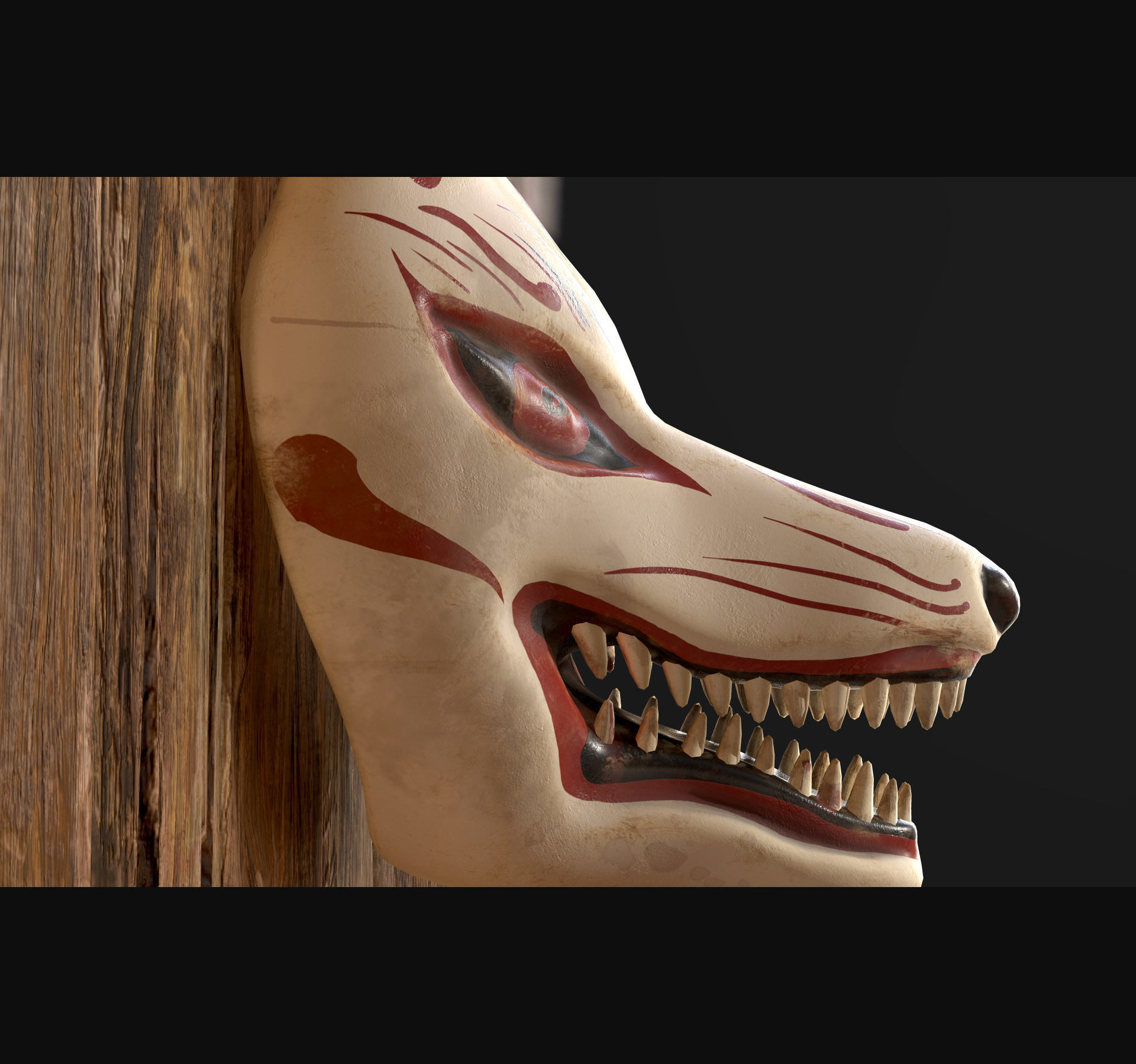 Japanese Kitsune Fox Mask Low-poly 3D model_40