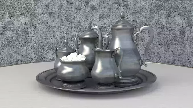 Silver Teapot set and sugar