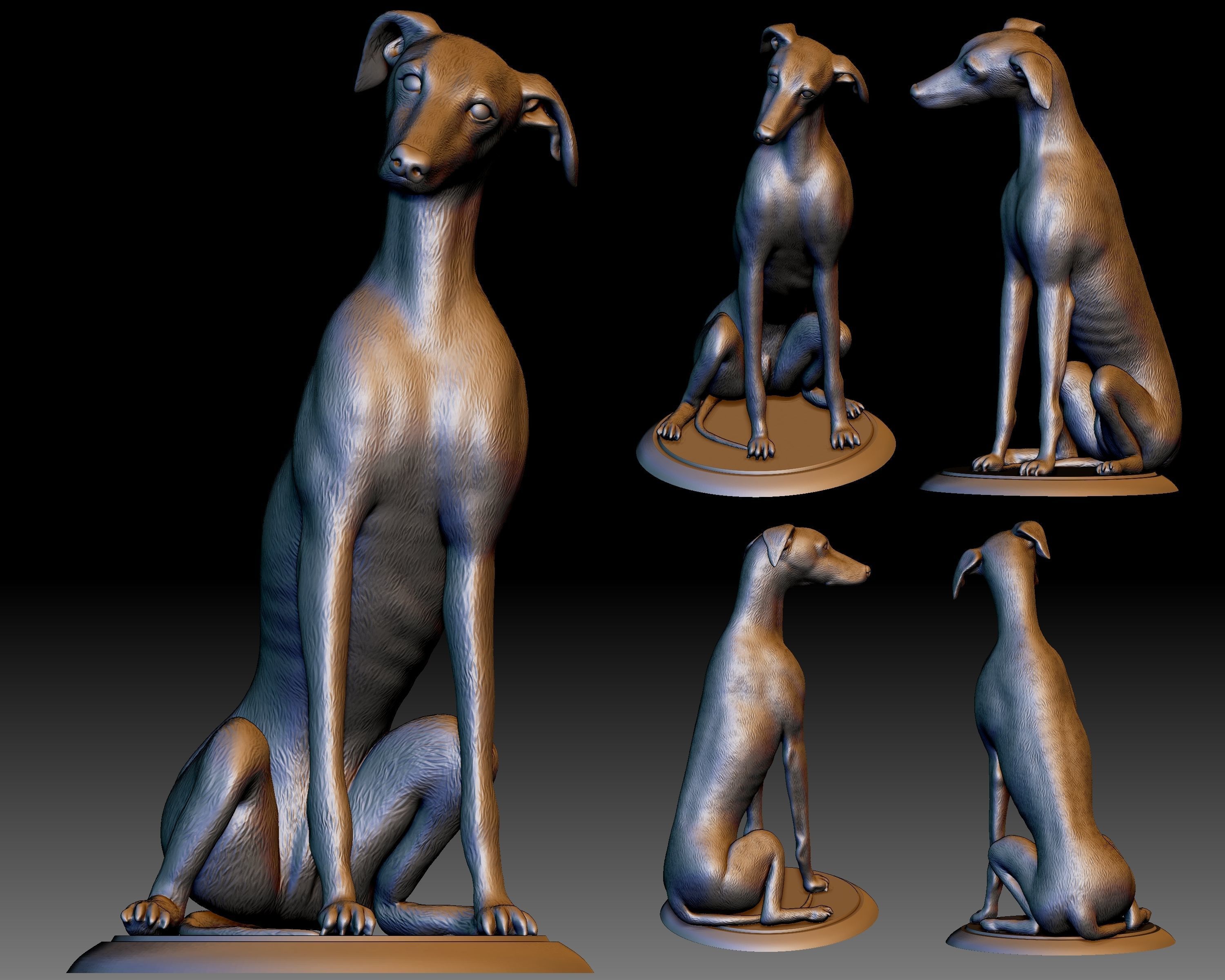Greyhound dog 3D printable 3D print model_2