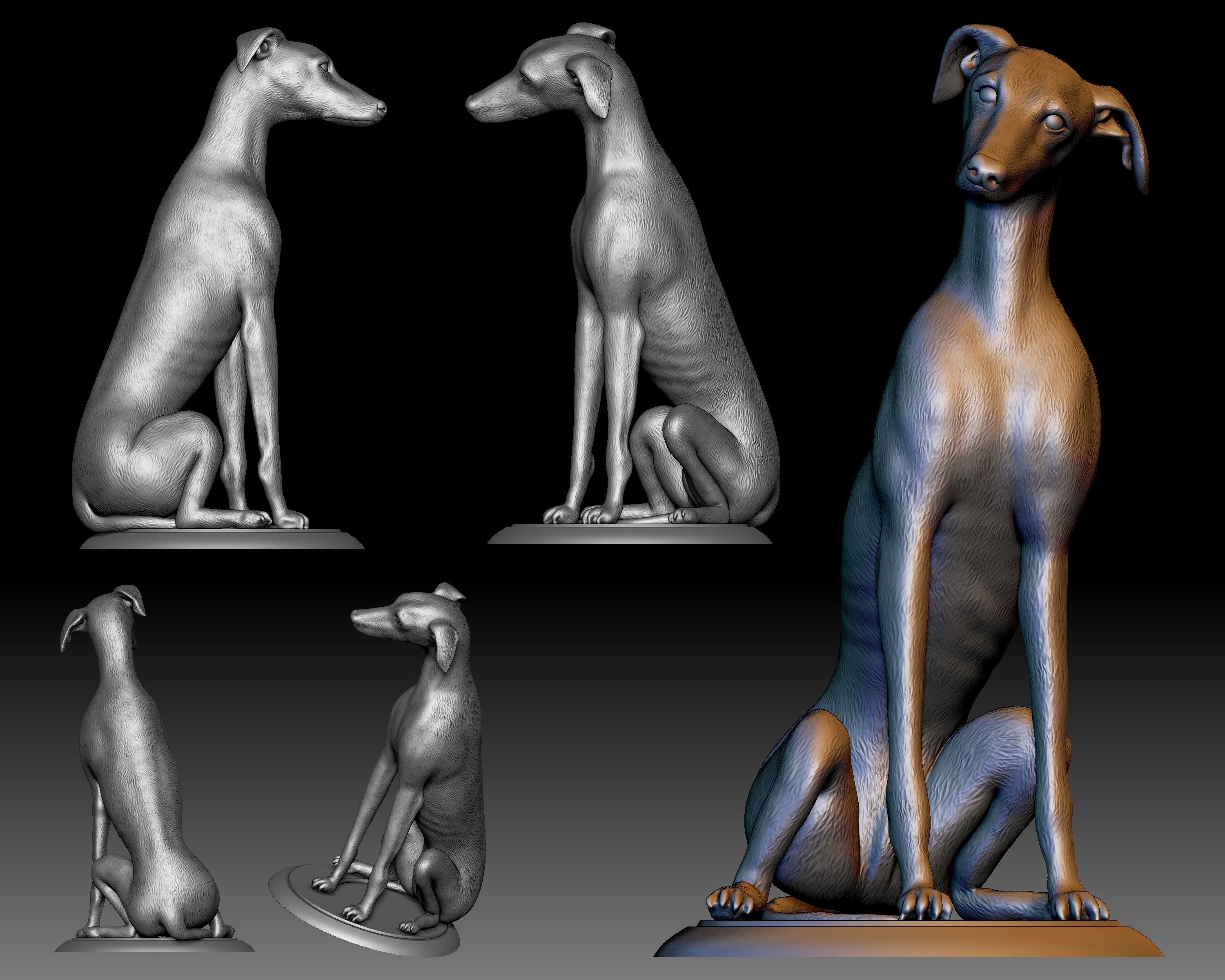 Greyhound dog 3D printable 3D print model_3