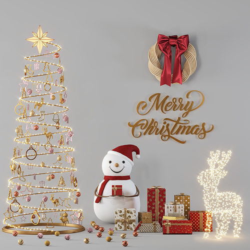 Christmas decorative set 01 3D model