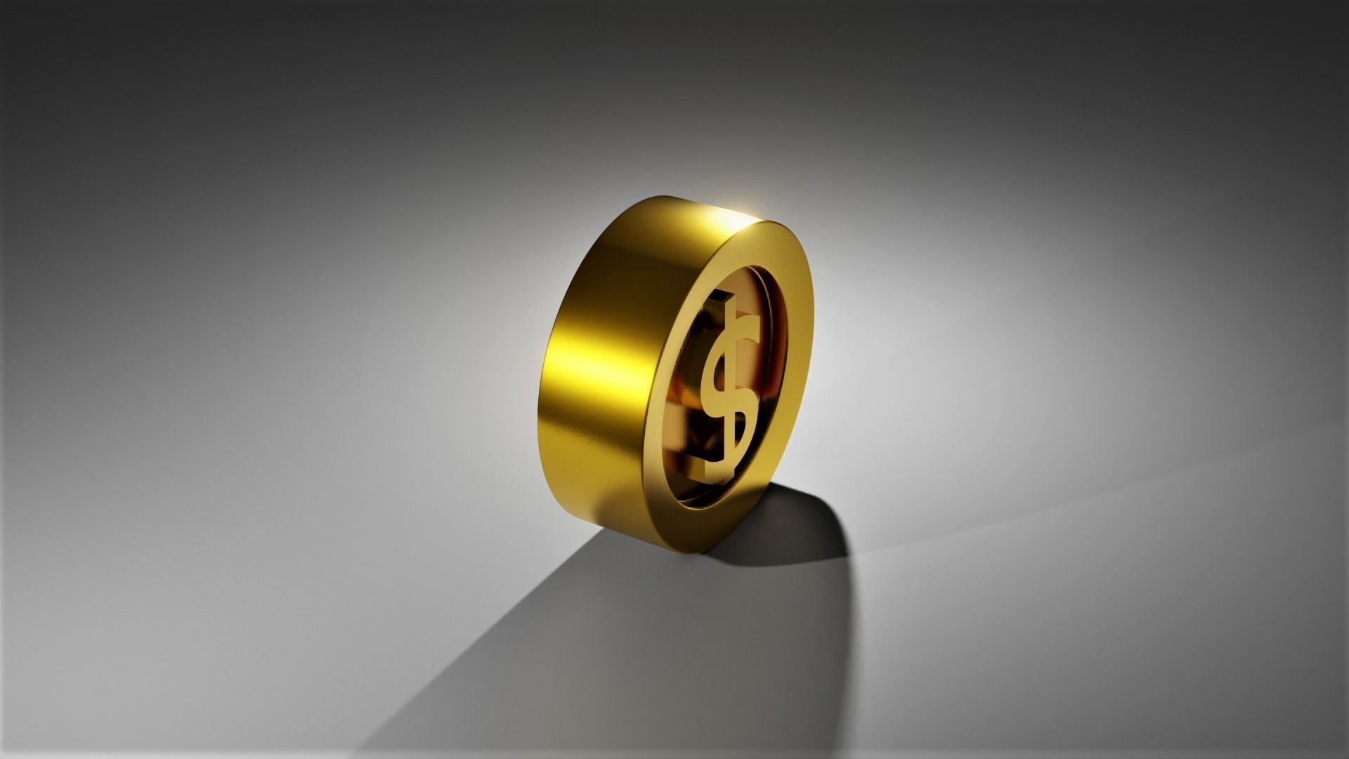dollar gold sign 3D model_2
