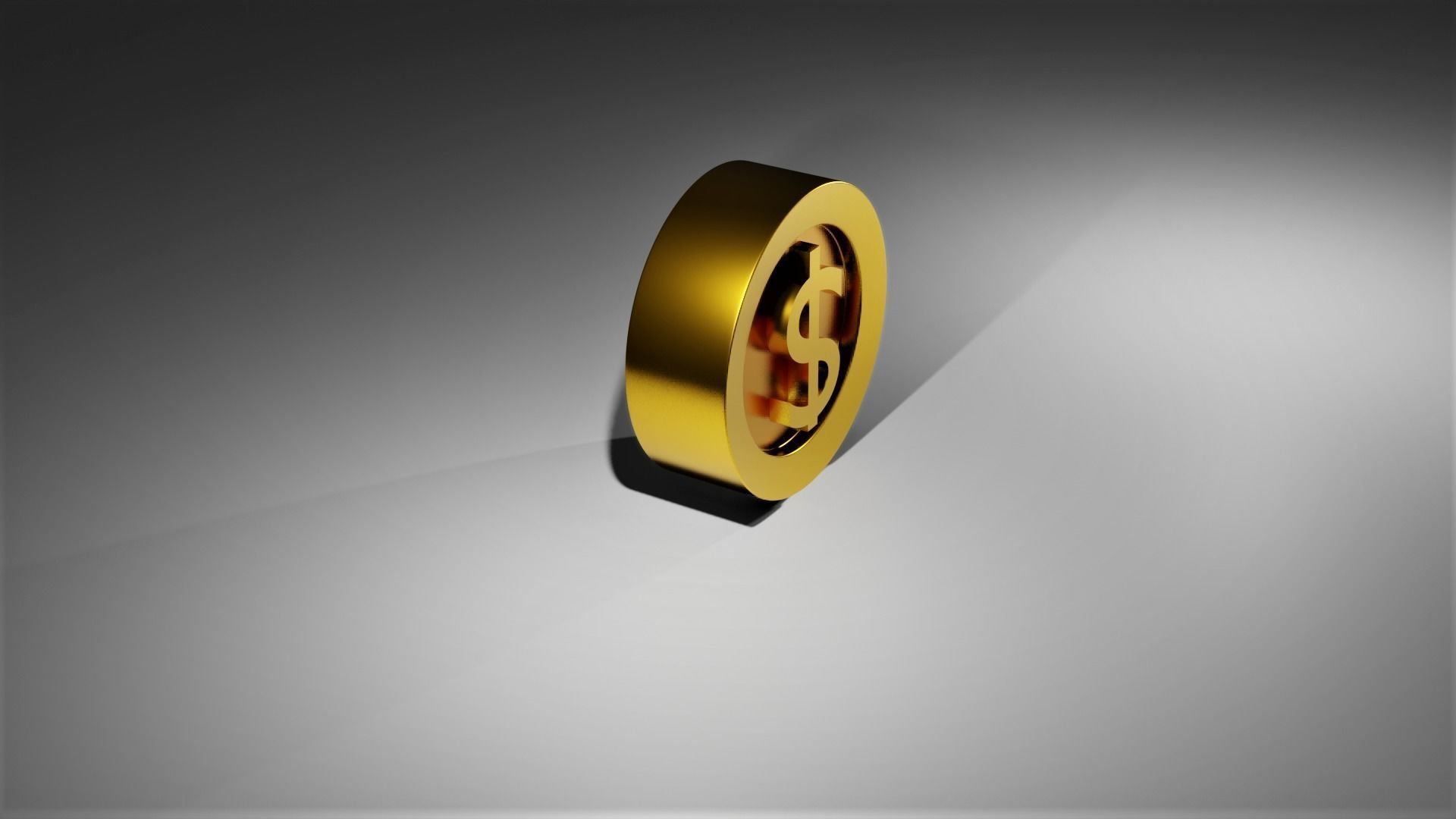 dollar gold sign 3D model_4