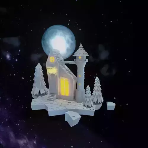CASTLE snowy in night sky