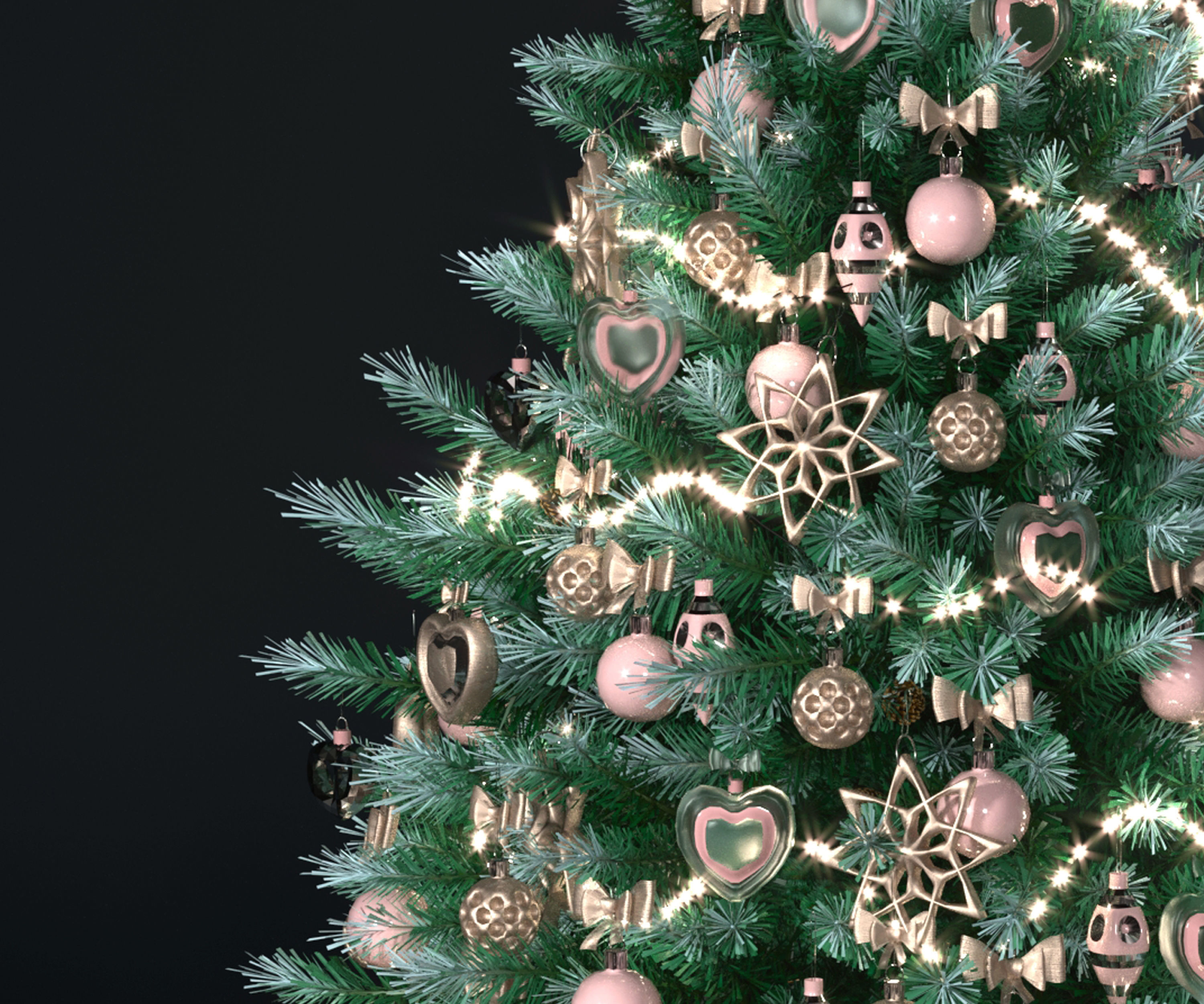 Realistic Christmas tree with gift boxes 3D model_12
