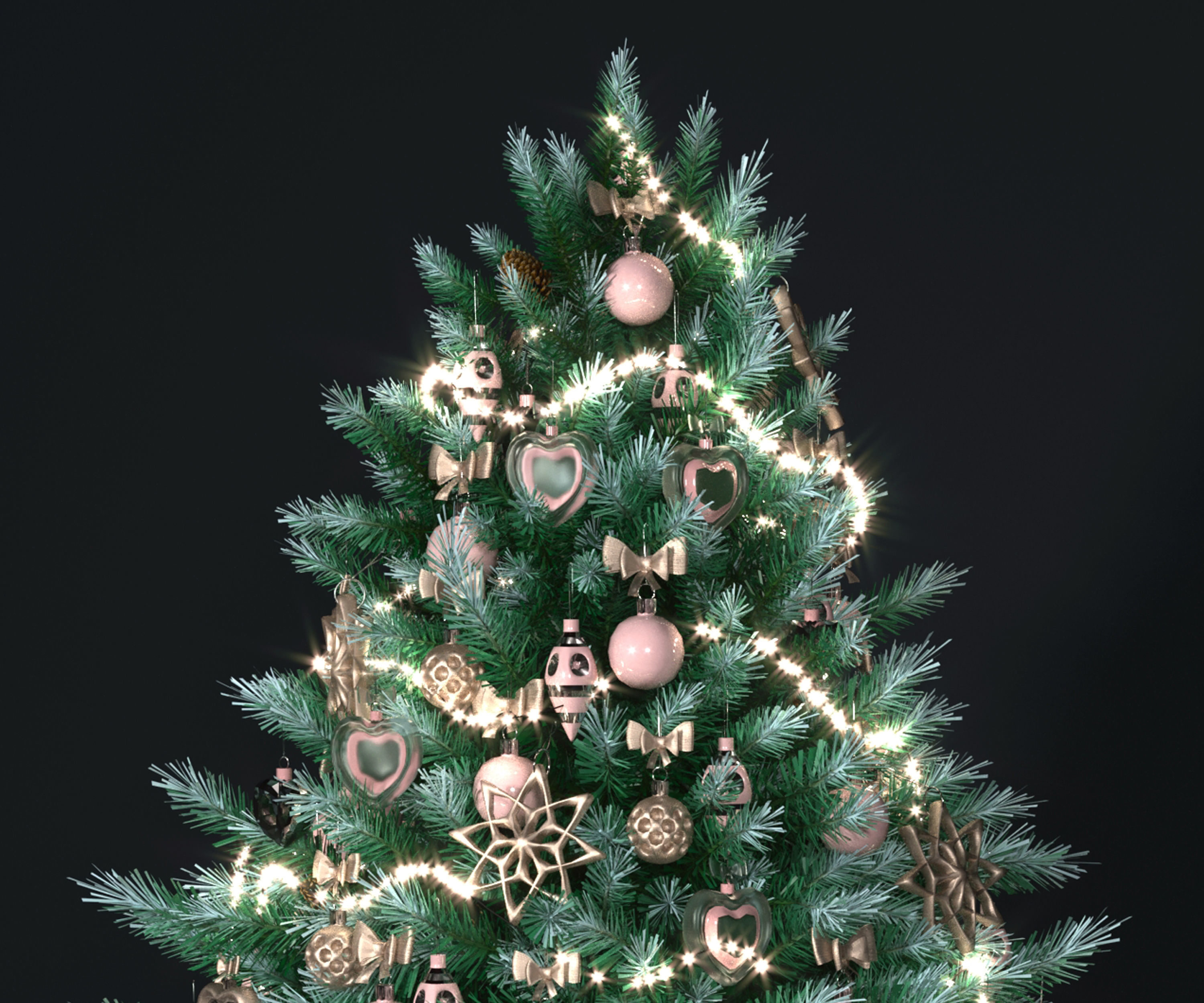 Realistic Christmas tree with gift boxes 3D model_4