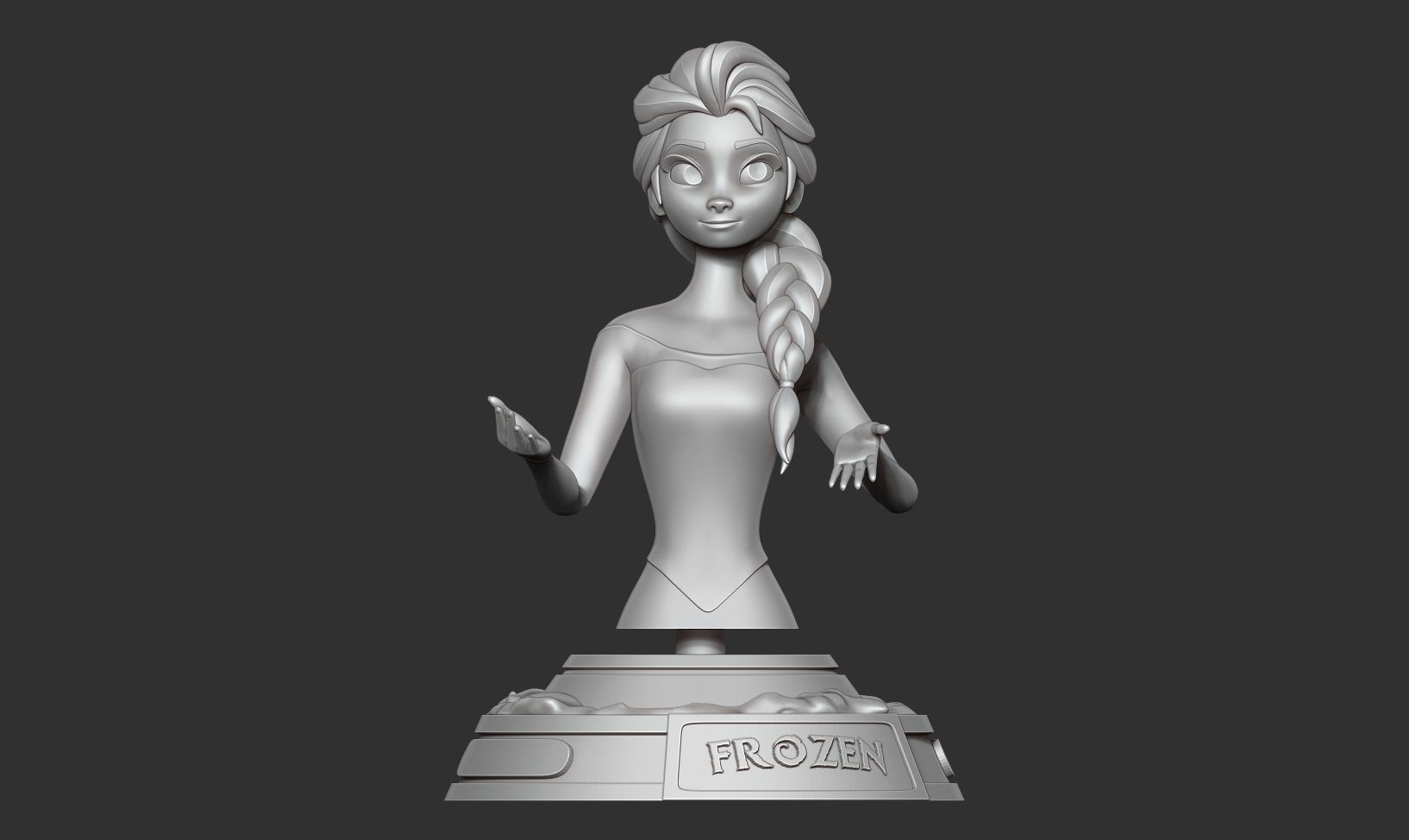 Elsa bust 3D print model_6