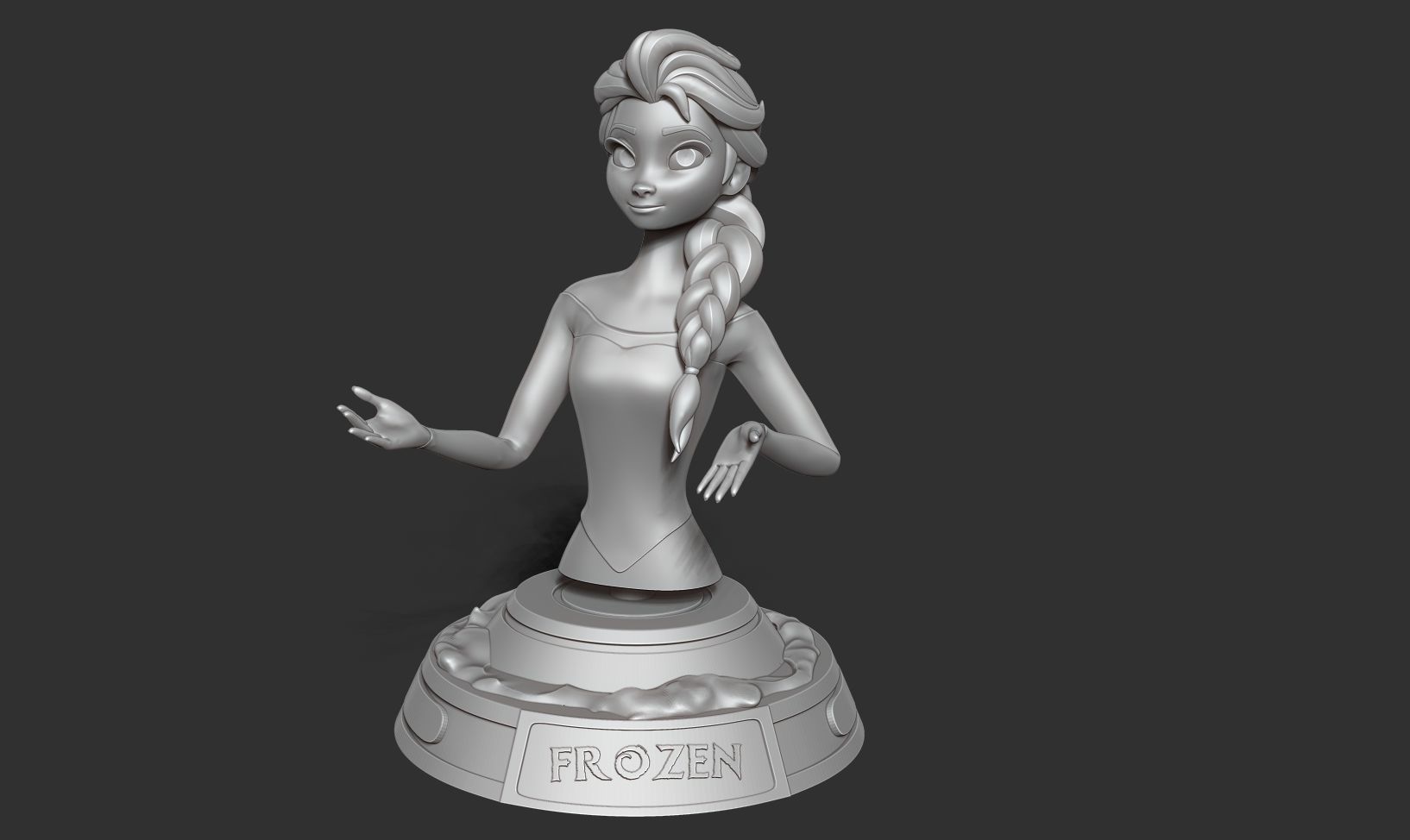 Elsa bust 3D print model_11
