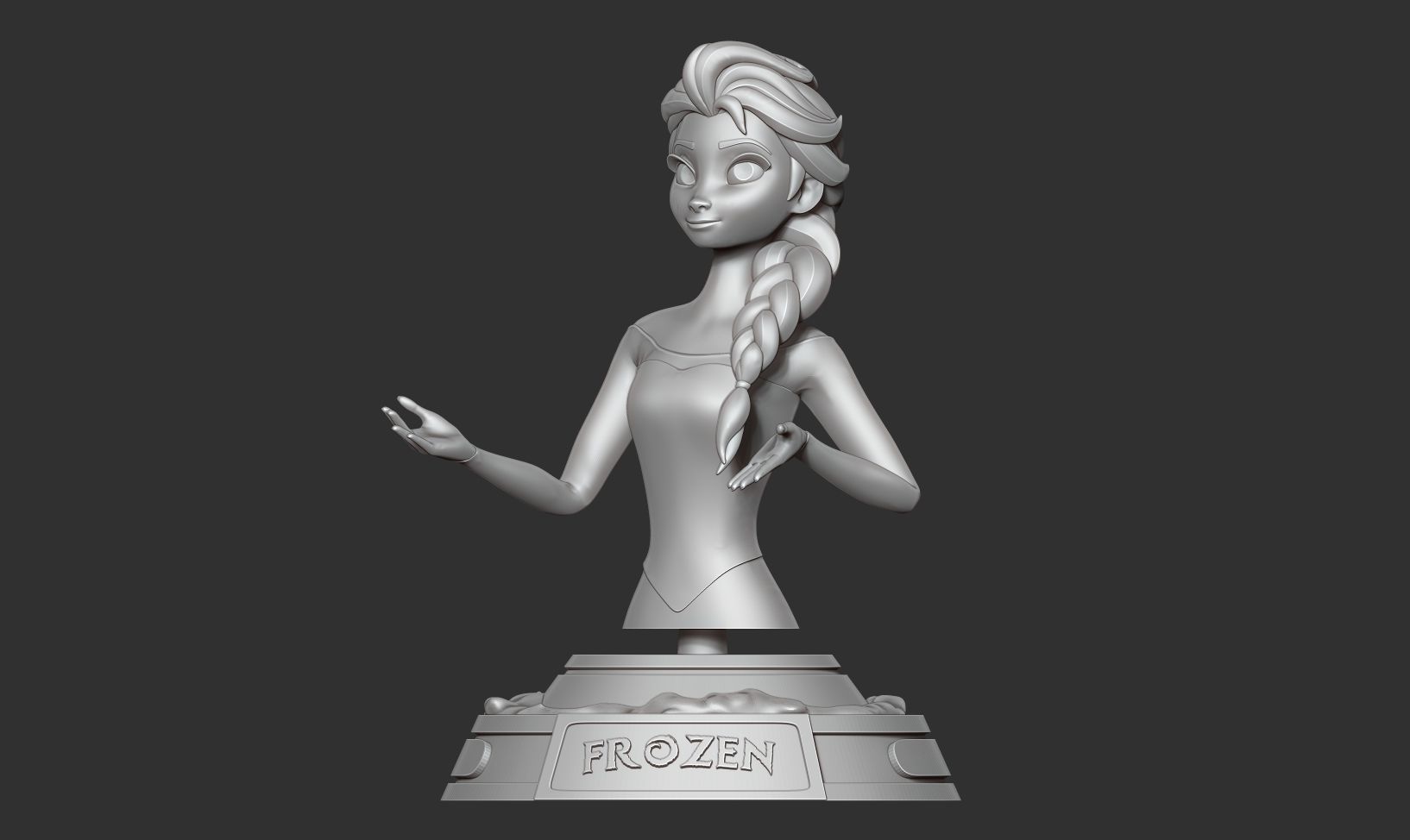 Elsa bust 3D print model_8