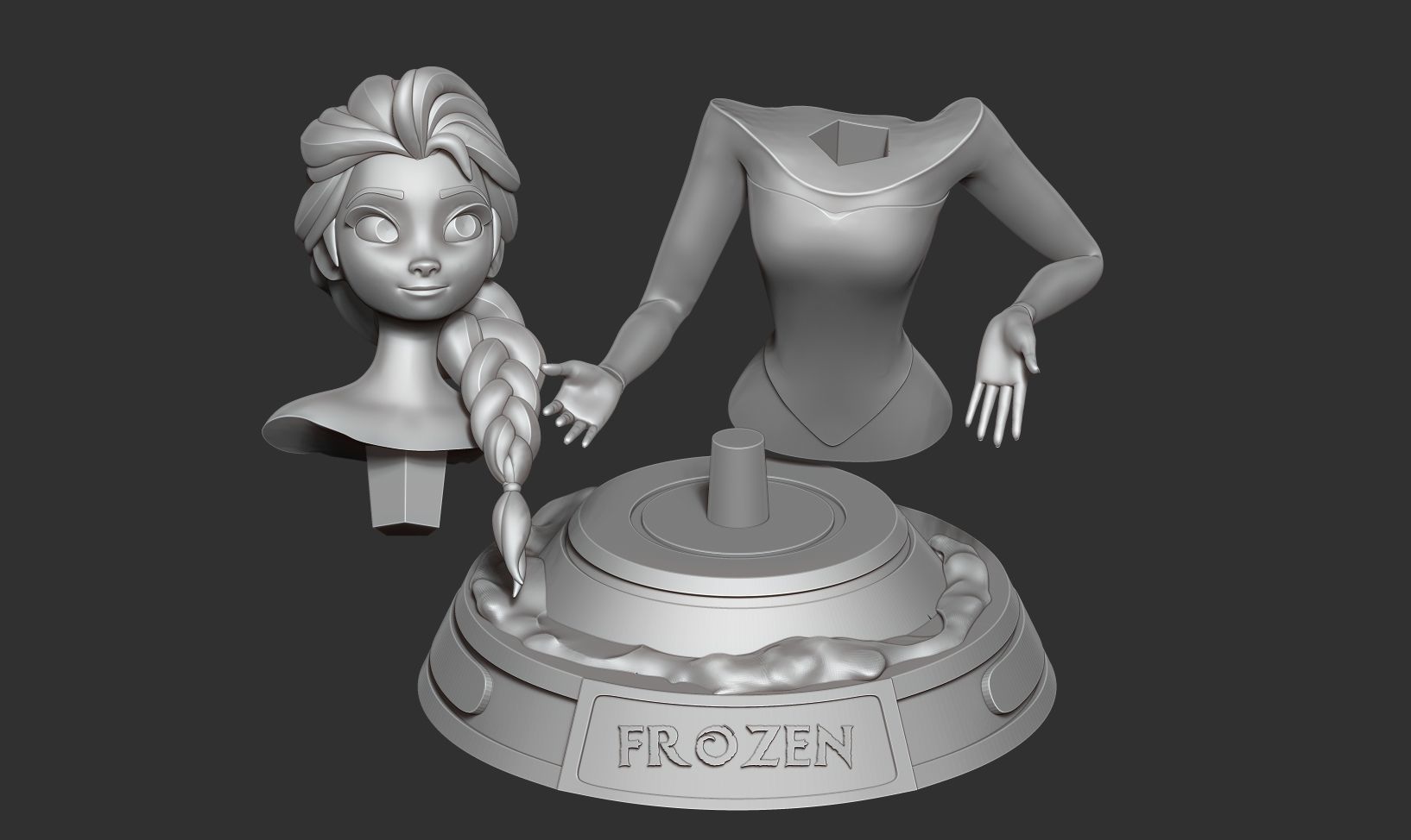 Elsa bust 3D print model_2