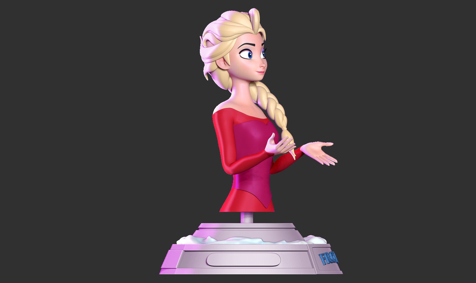 Elsa bust 3D print model_9