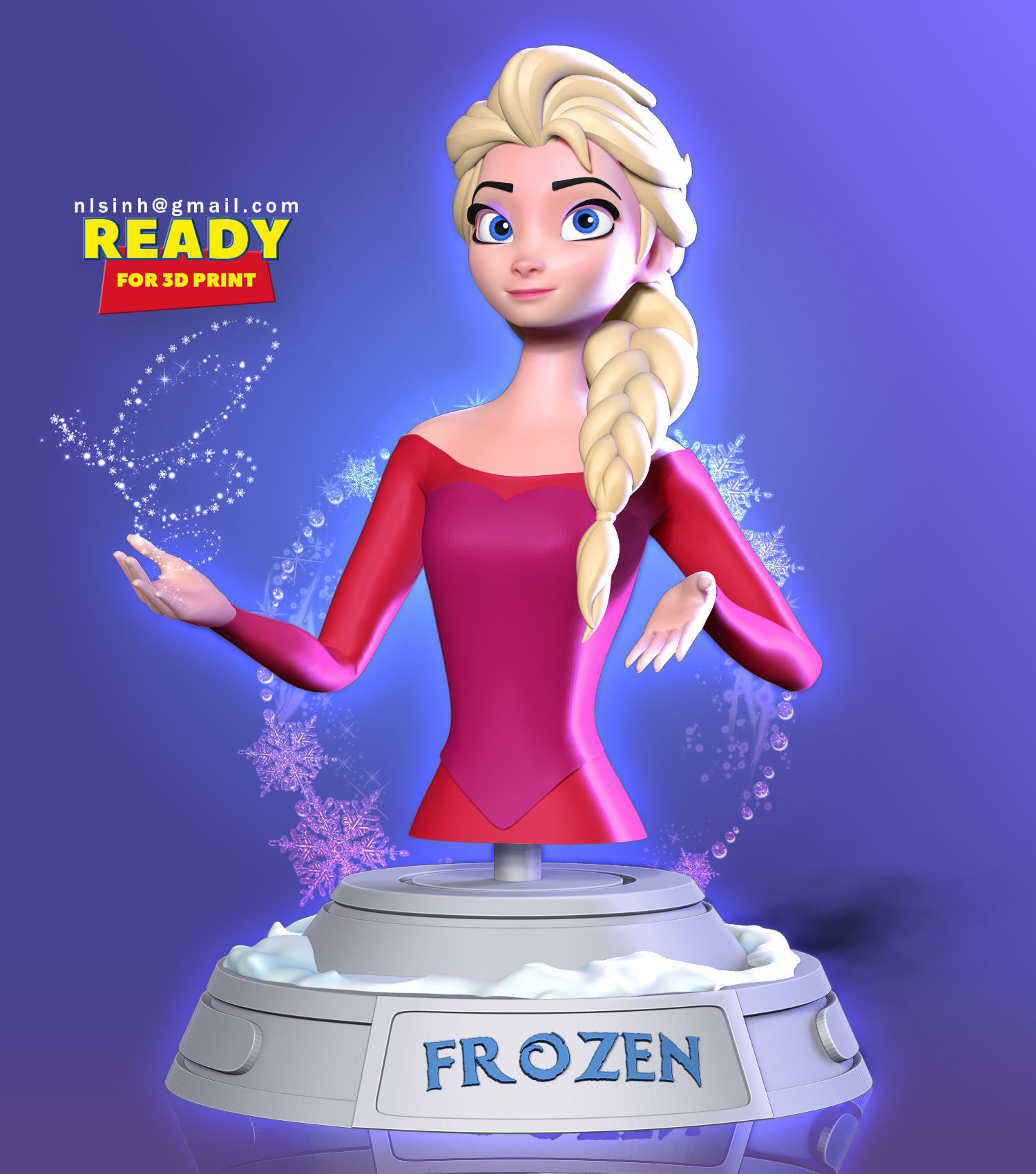 Elsa bust 3D print model_18
