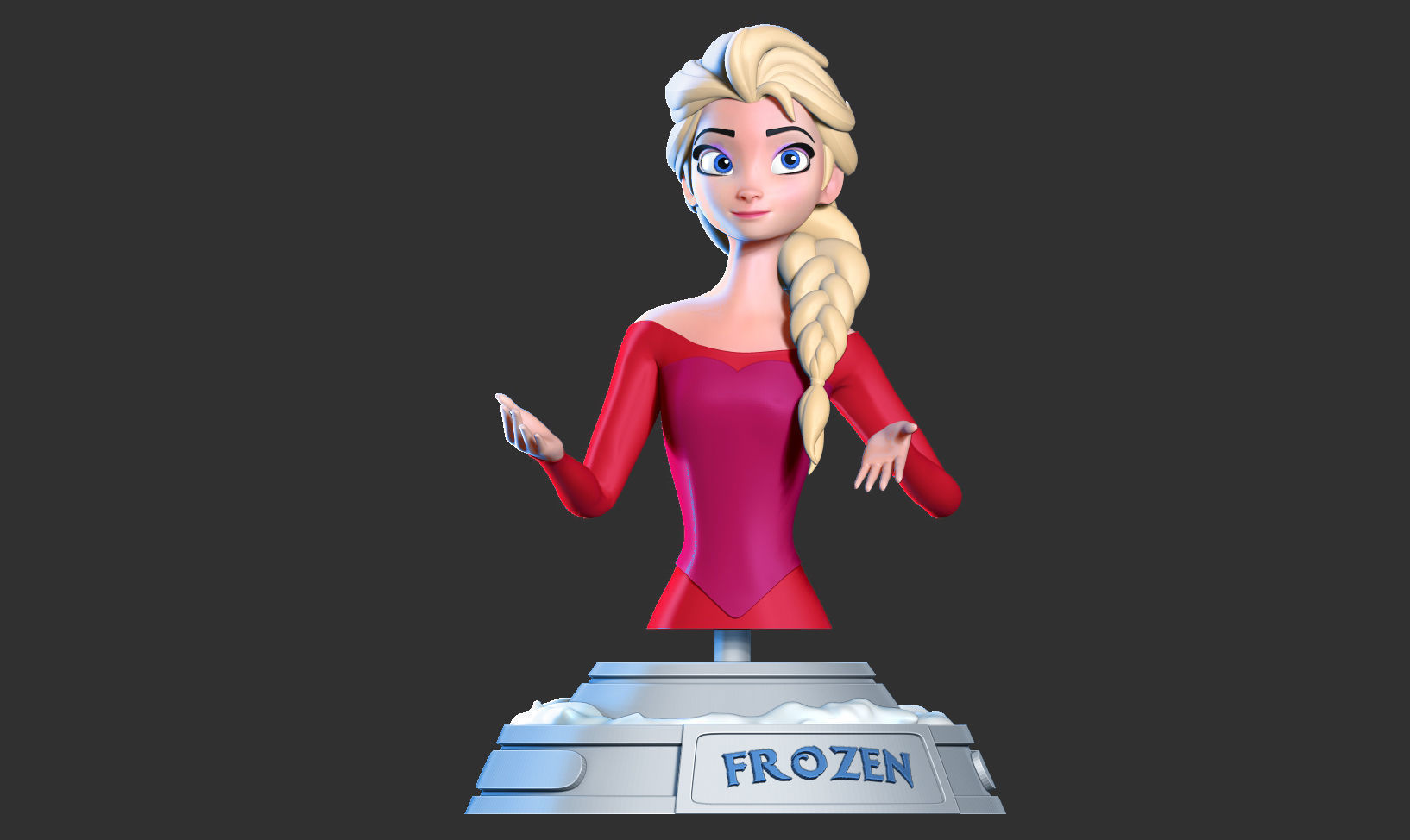 Elsa bust 3D print model_5