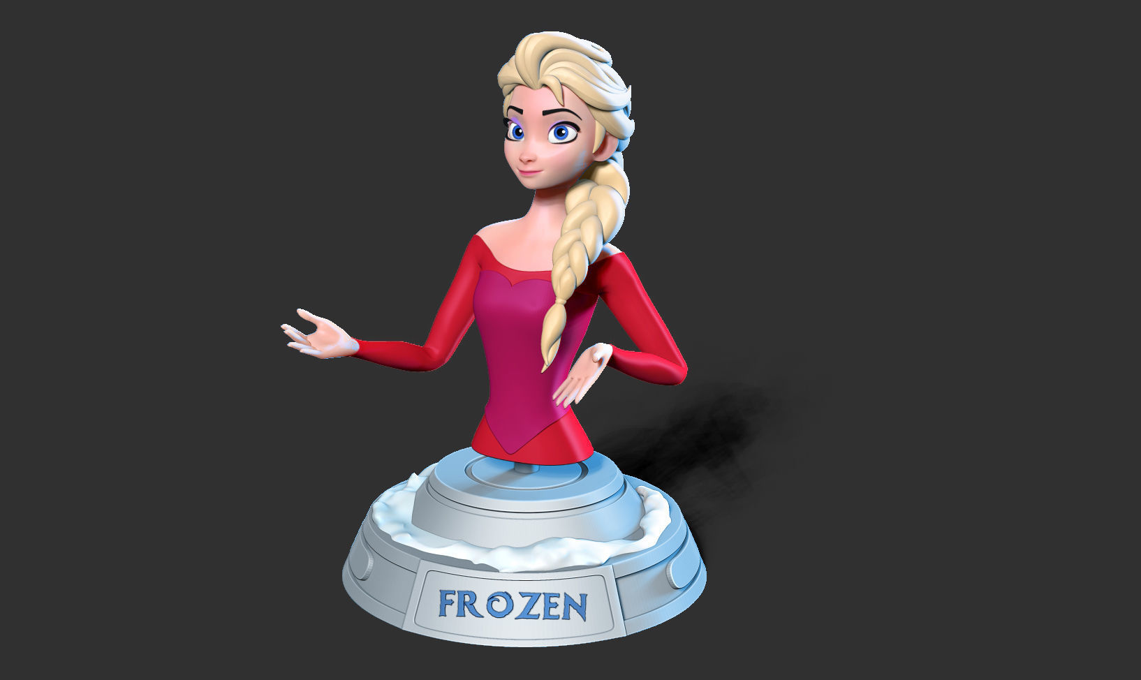 Elsa bust 3D print model_12