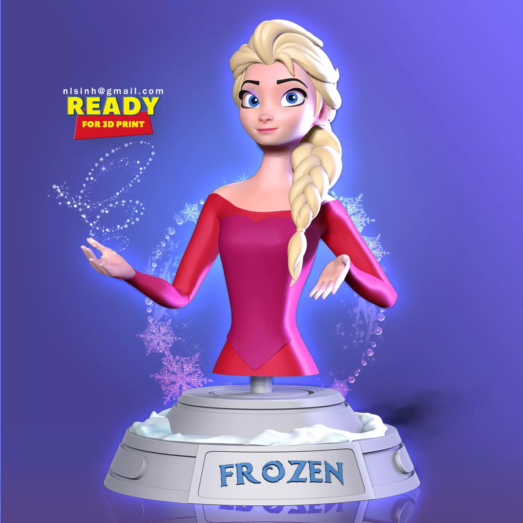Elsa bust 3D print model_0