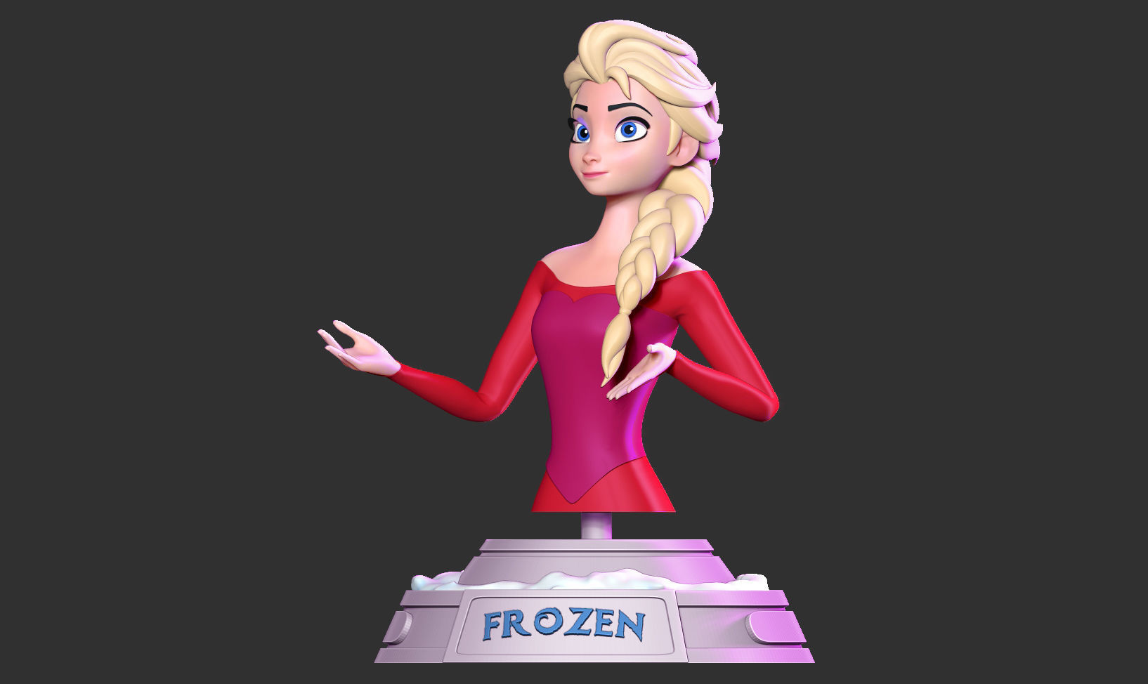 Elsa bust 3D print model_7