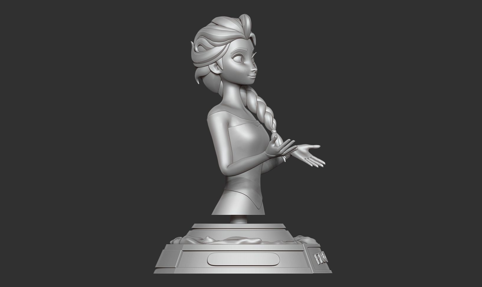 Elsa bust 3D print model_10