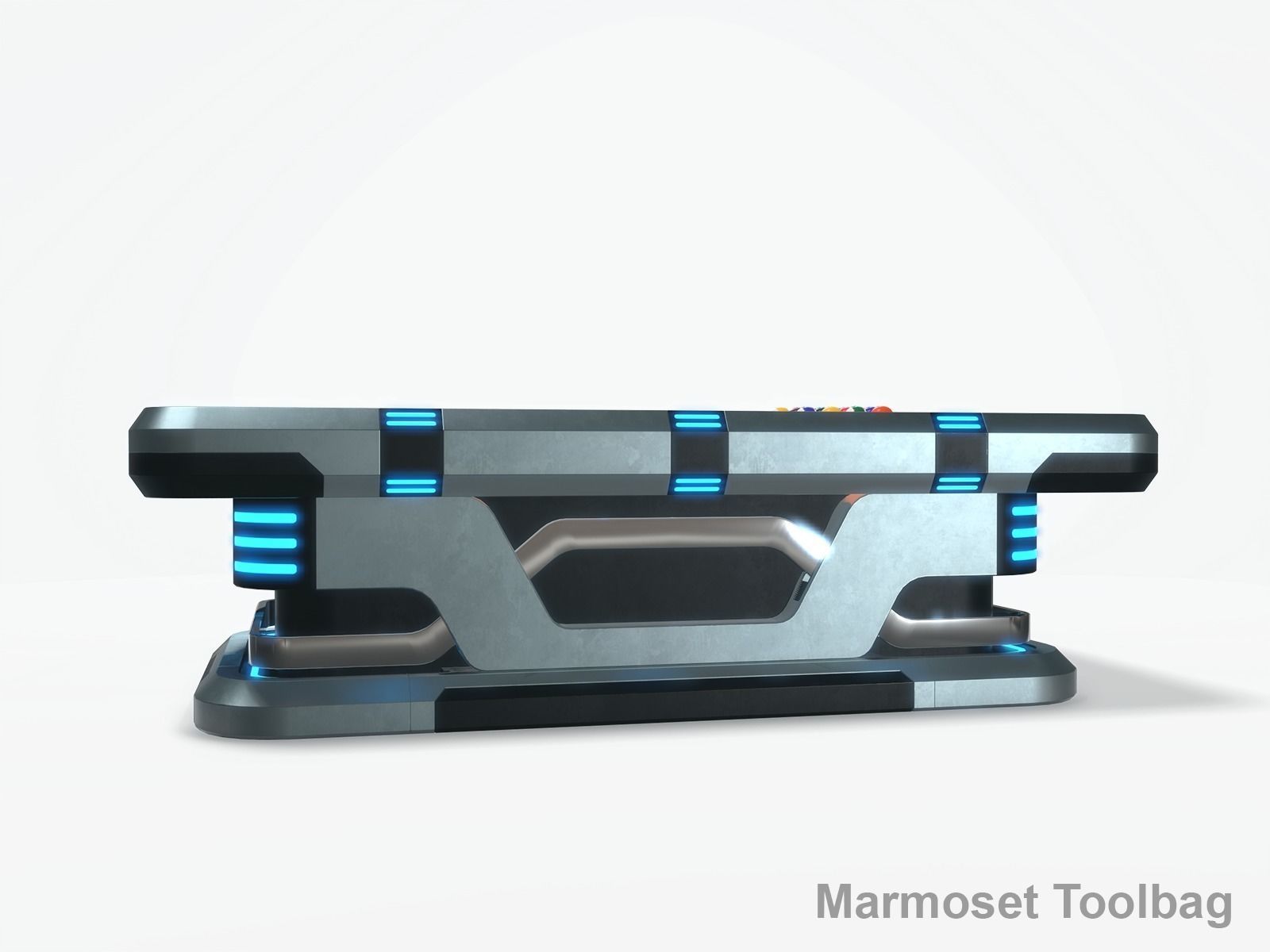 Lowpoly Scifi Pool Table Low-poly 3D model_13