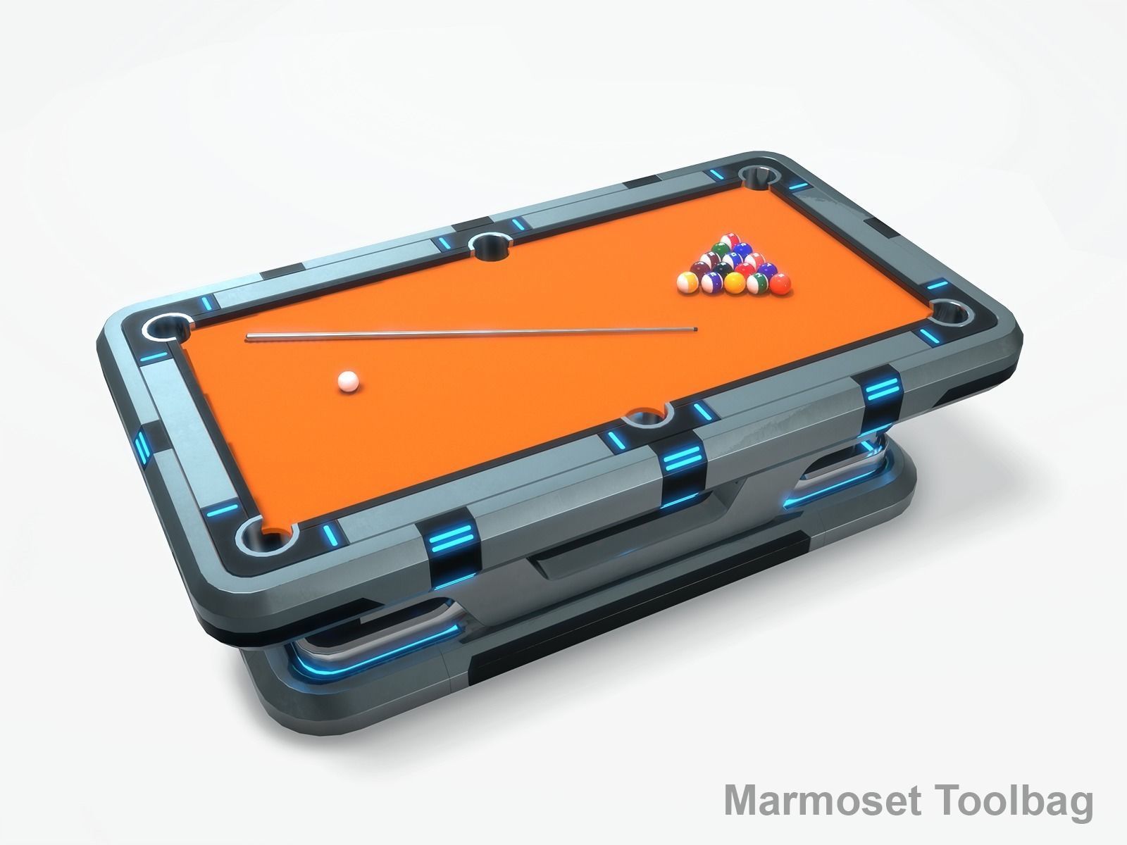 Lowpoly Scifi Pool Table Low-poly 3D model_10