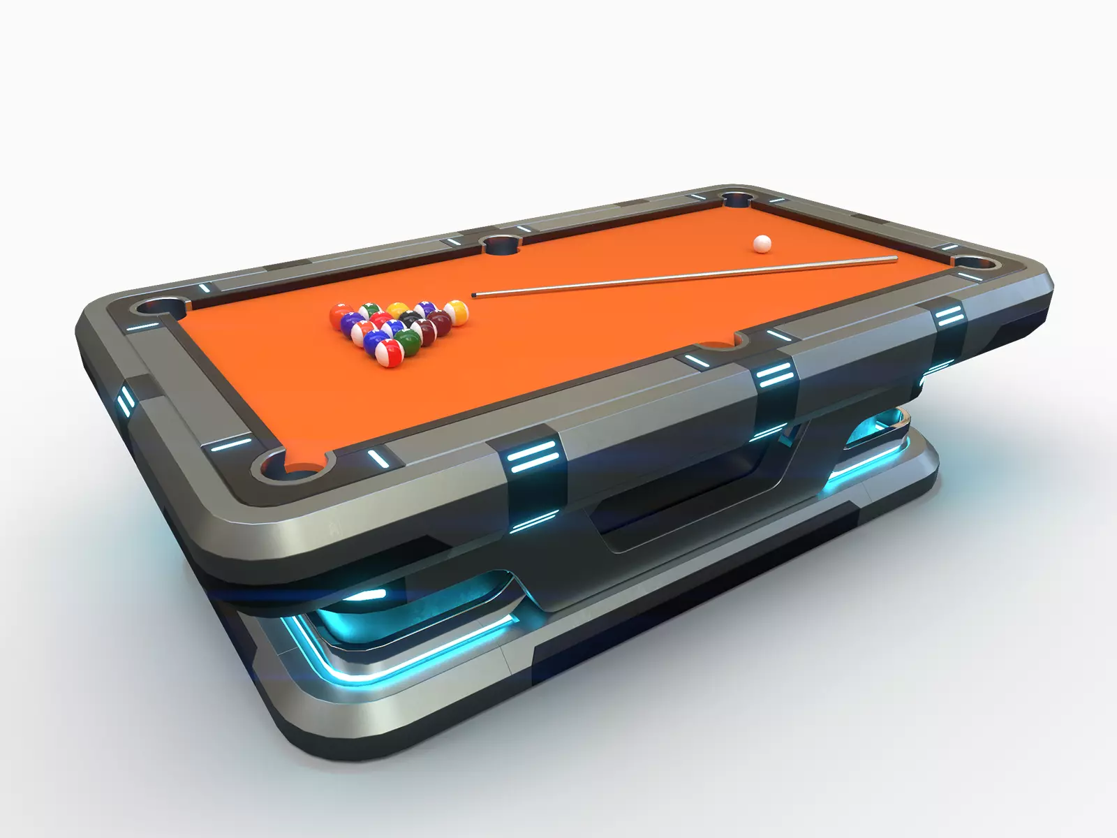 Lowpoly Scifi Pool Table Low-poly 3D model_0