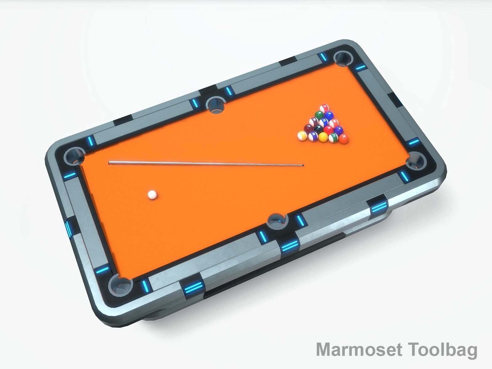 Lowpoly Scifi Pool Table Low-poly 3D model_12