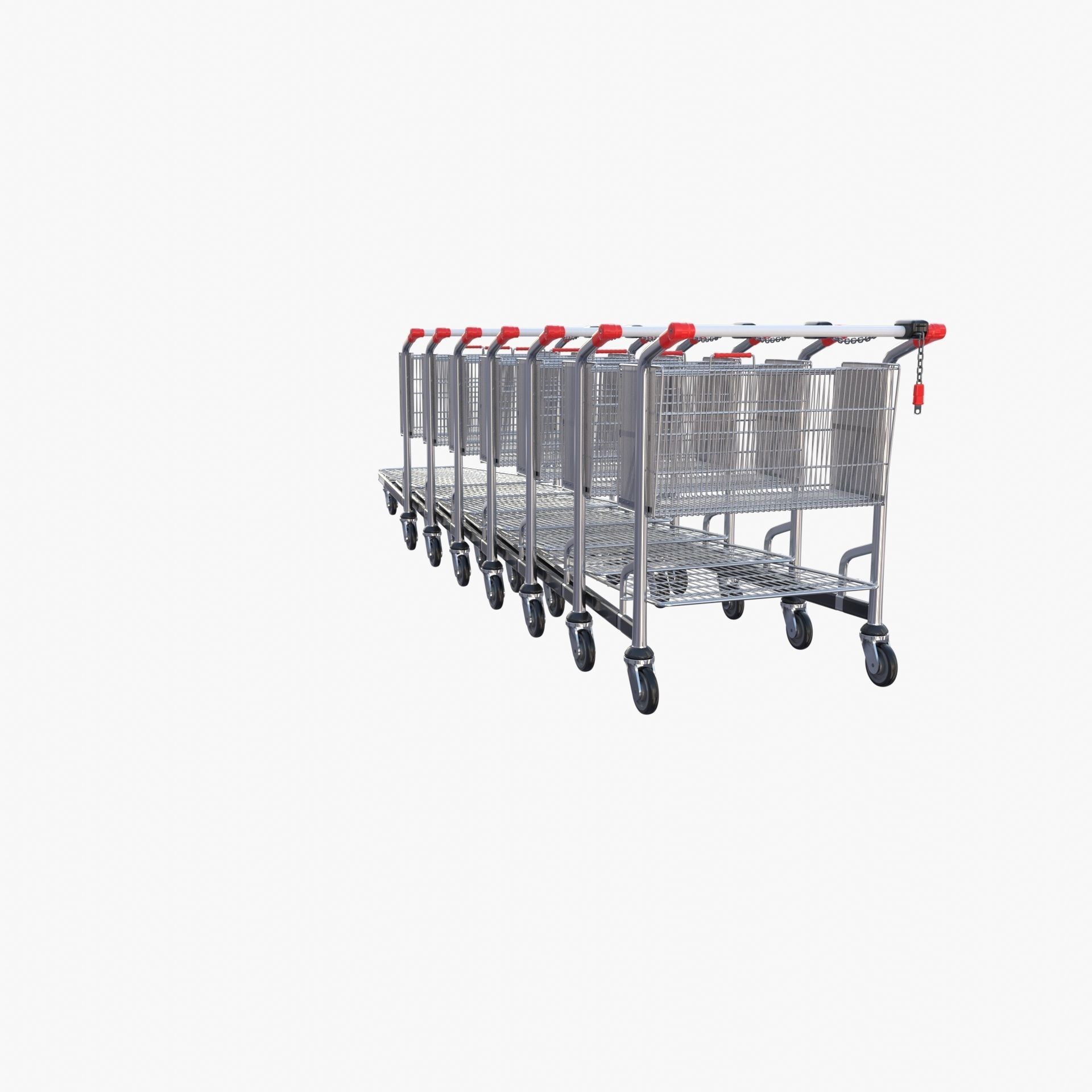 Shopping cart stack v2 Low-poly 3D model_11