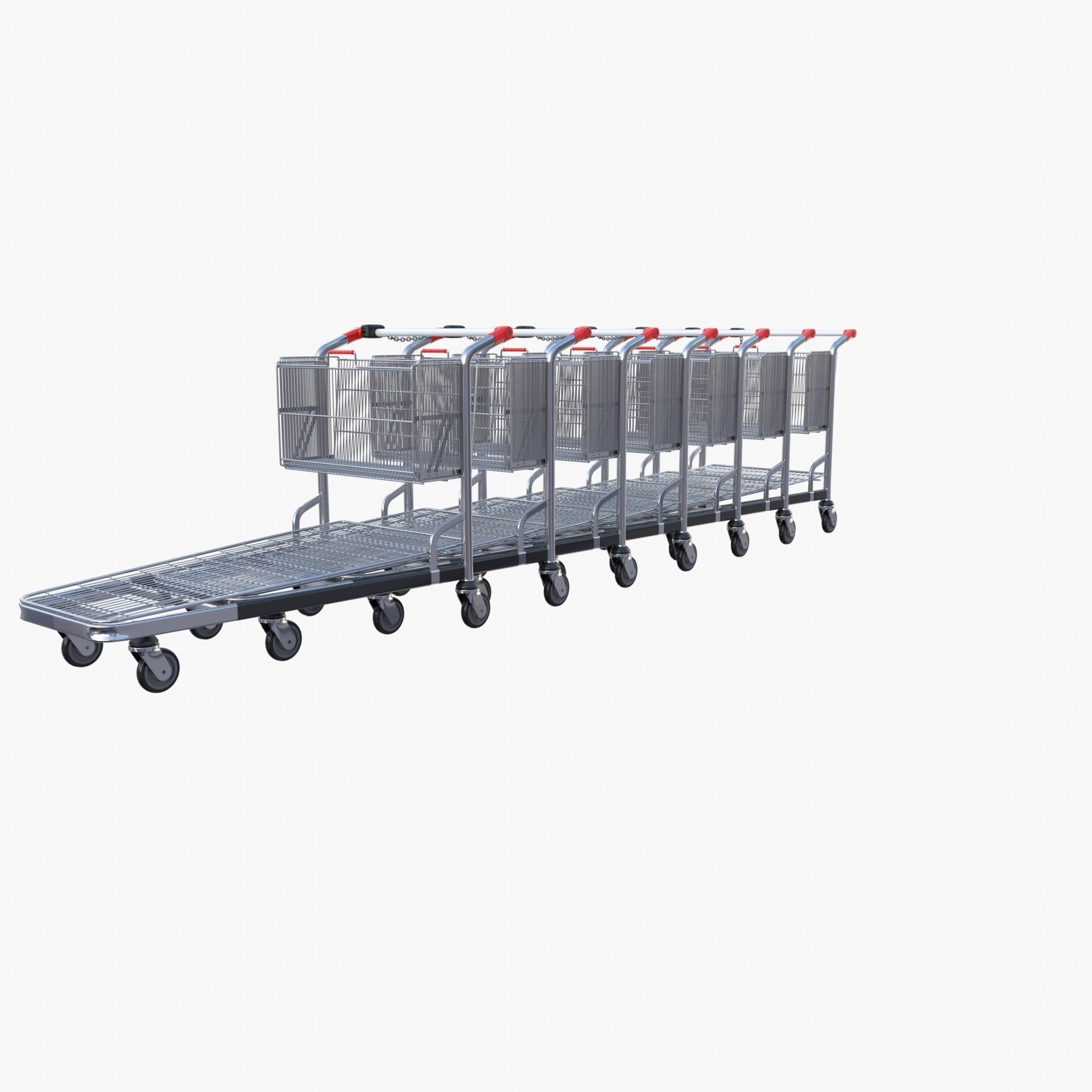 Shopping cart stack v2 Low-poly 3D model_1