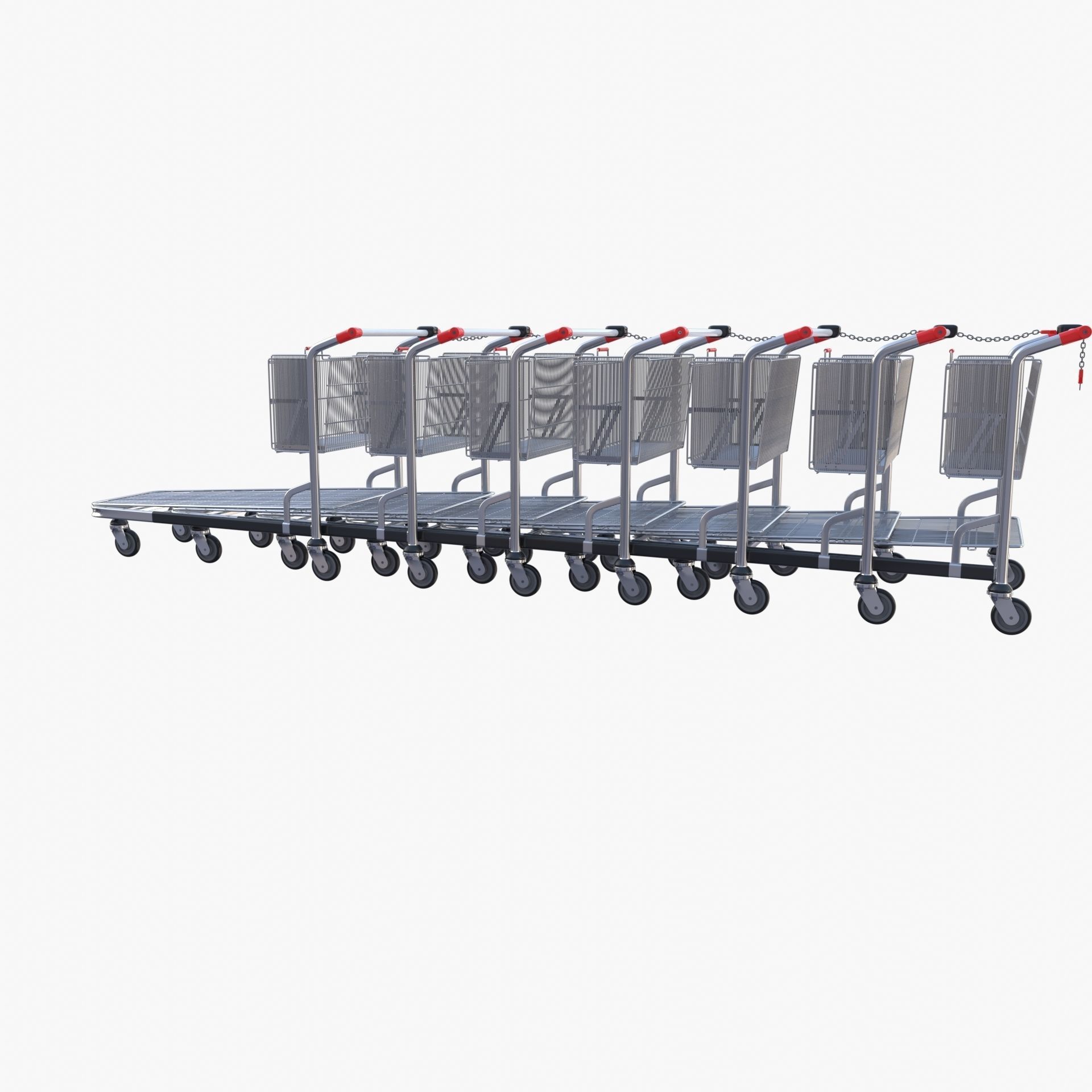 Shopping cart stack v2 Low-poly 3D model_3