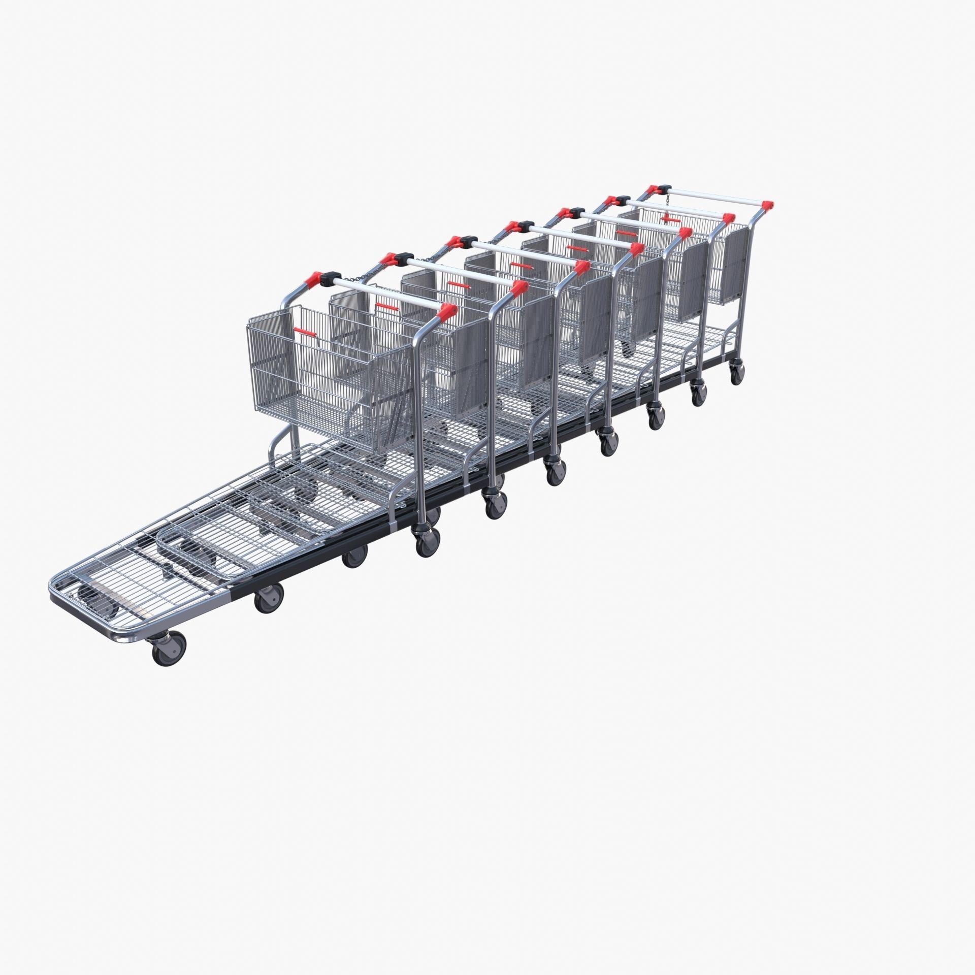 Shopping cart stack v2 Low-poly 3D model_13