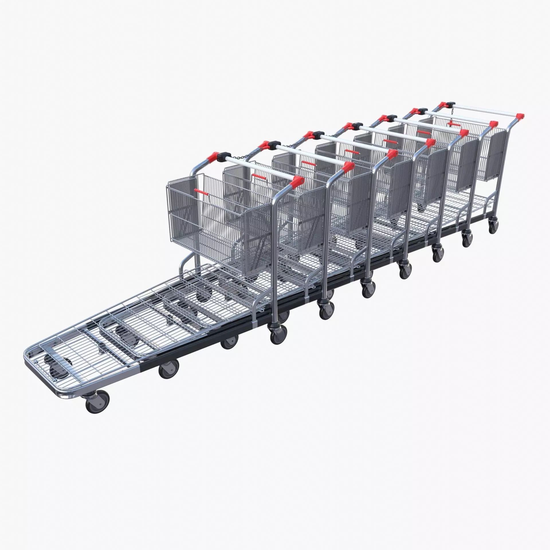 Shopping cart stack v2 Low-poly 3D model_0