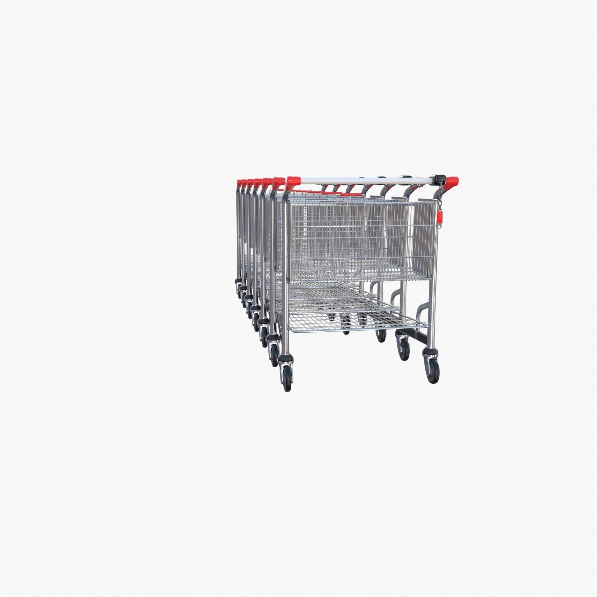 Shopping cart stack v2 Low-poly 3D model_12