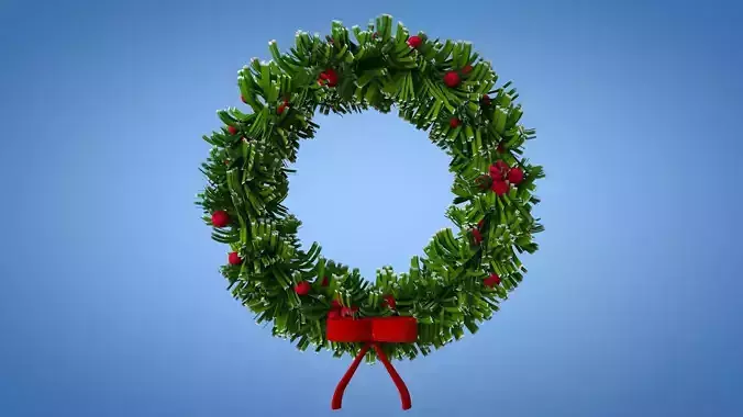 Christmas Wreath Low-poly 3D model