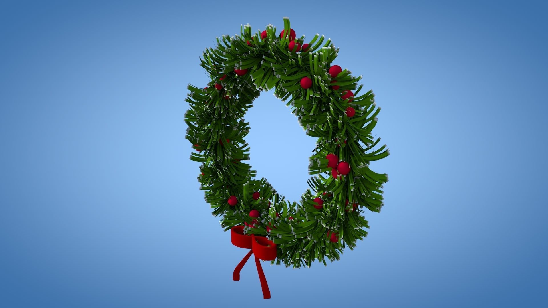 Christmas Wreath Low-poly 3D model_2