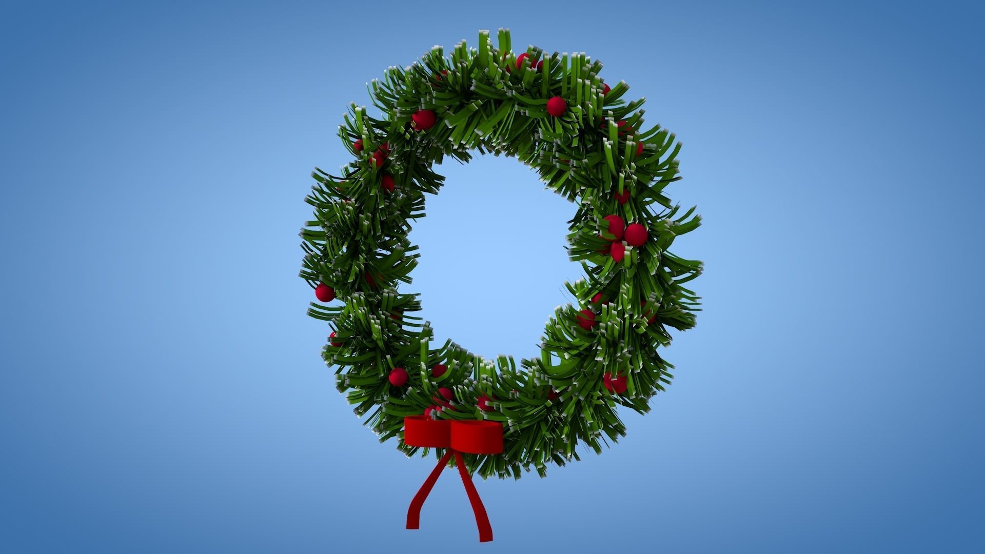 Christmas Wreath Low-poly 3D model_1