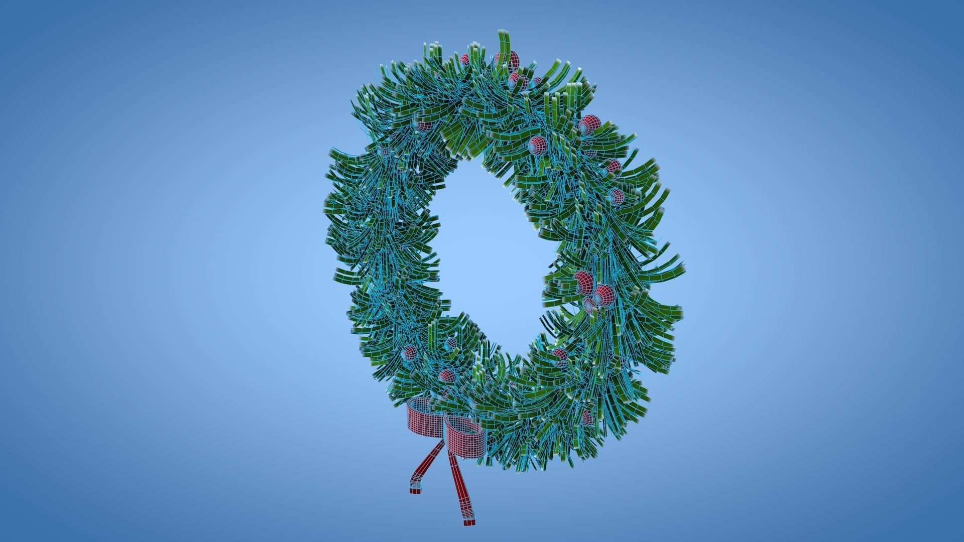 Christmas Wreath Low-poly 3D model_7