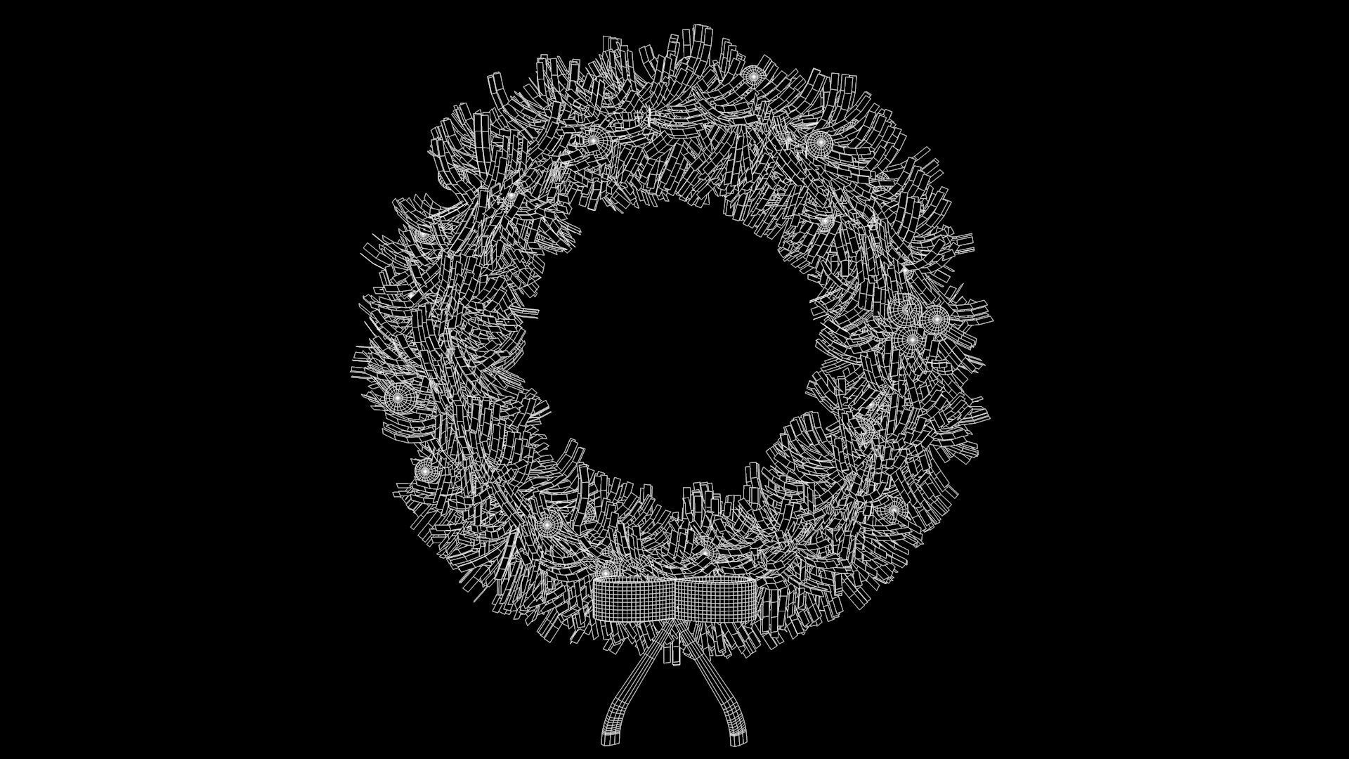 Christmas Wreath Low-poly 3D model_5