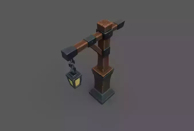 Stylized Lamp Post Free low-poly 3D model