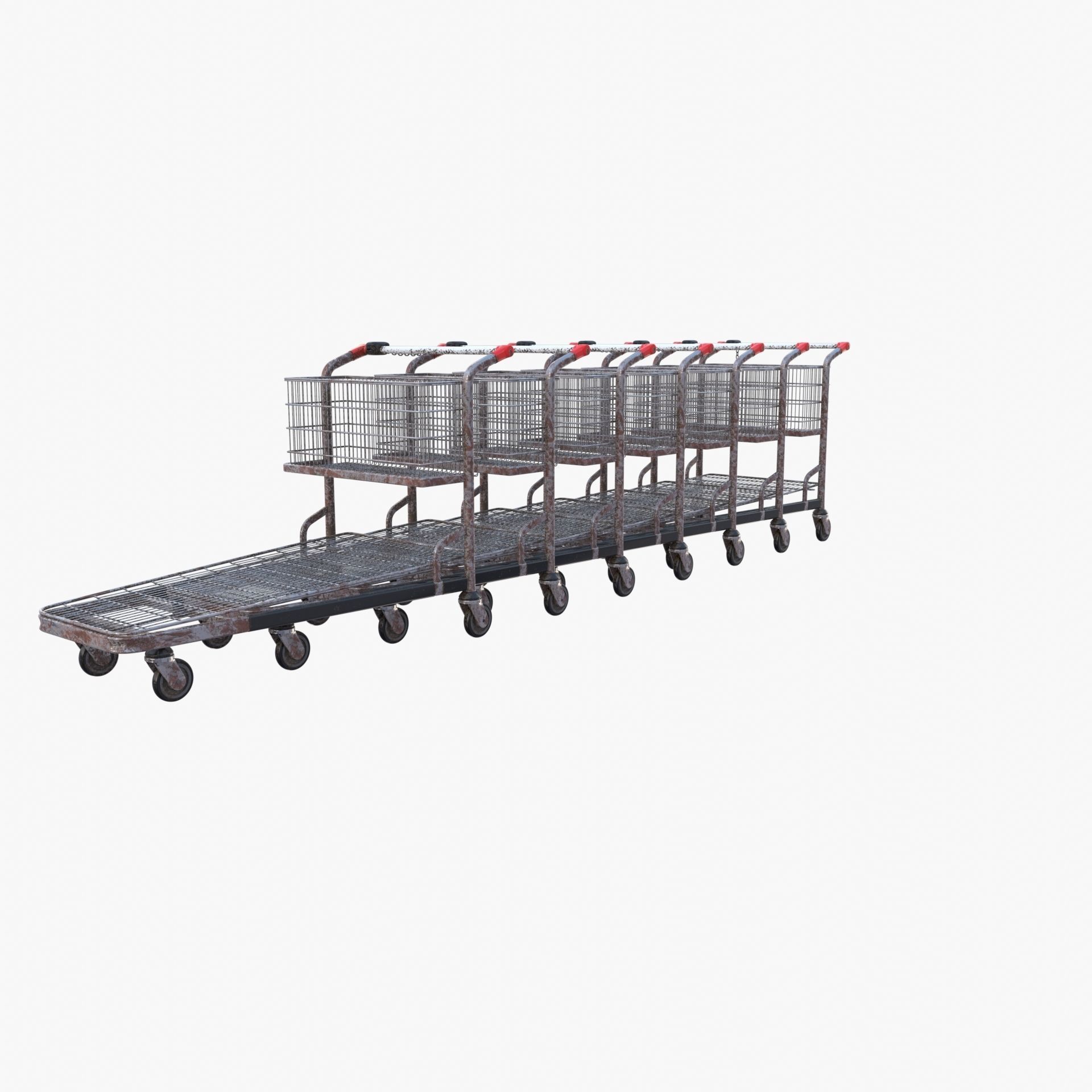 Shopping cart weathered stack v1 Low-poly 3D model_8