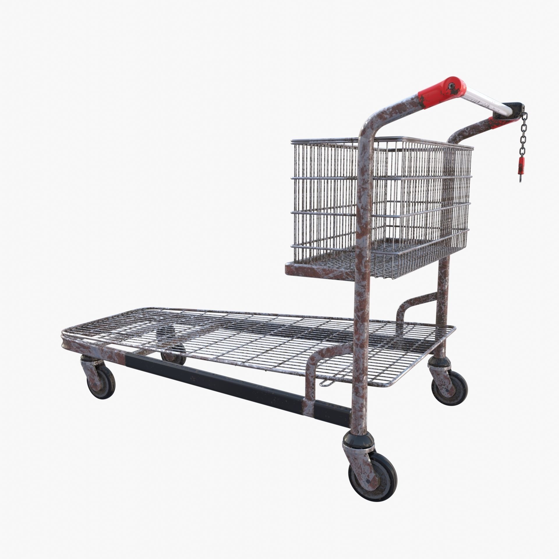 Shopping cart weathered stack v1 Low-poly 3D model_2
