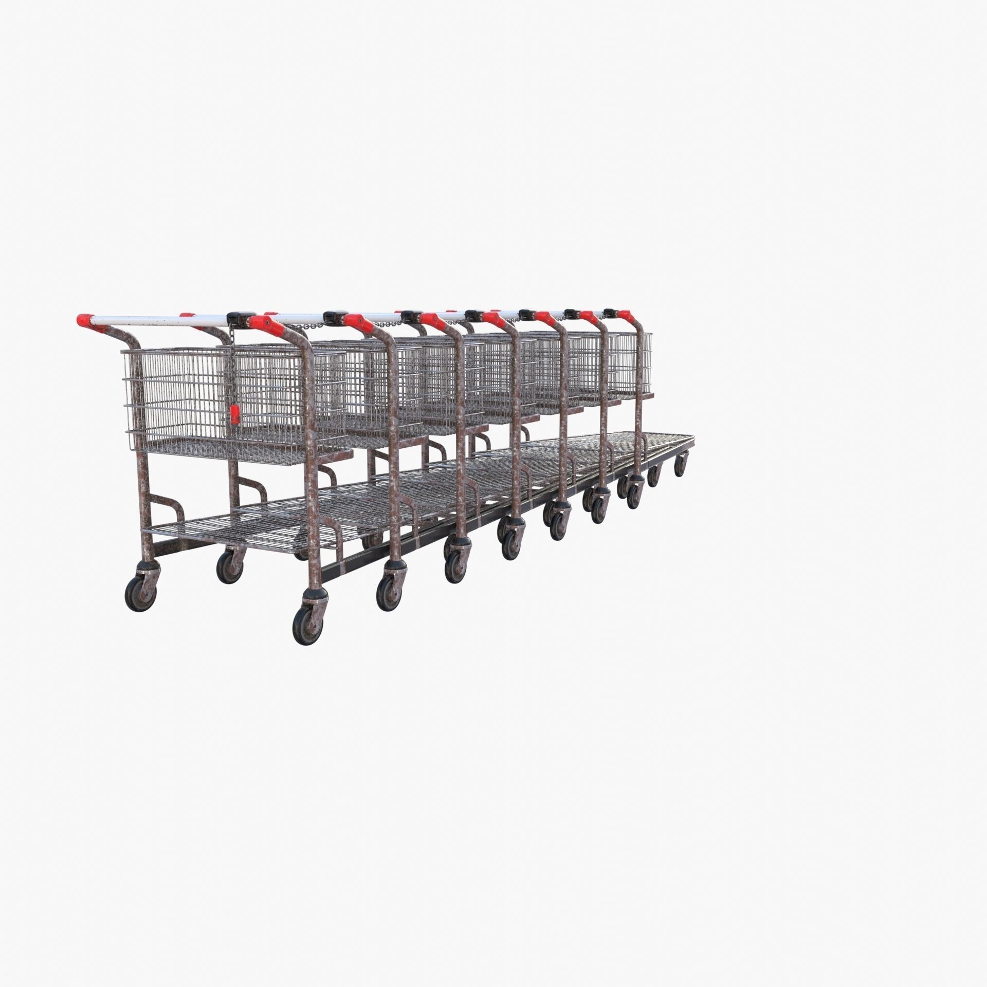 Shopping cart weathered stack v1 Low-poly 3D model_11