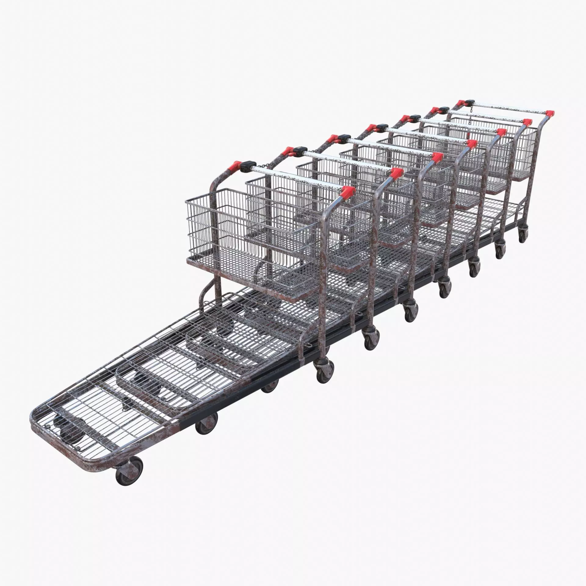 Shopping cart weathered stack v1 Low-poly 3D model_0