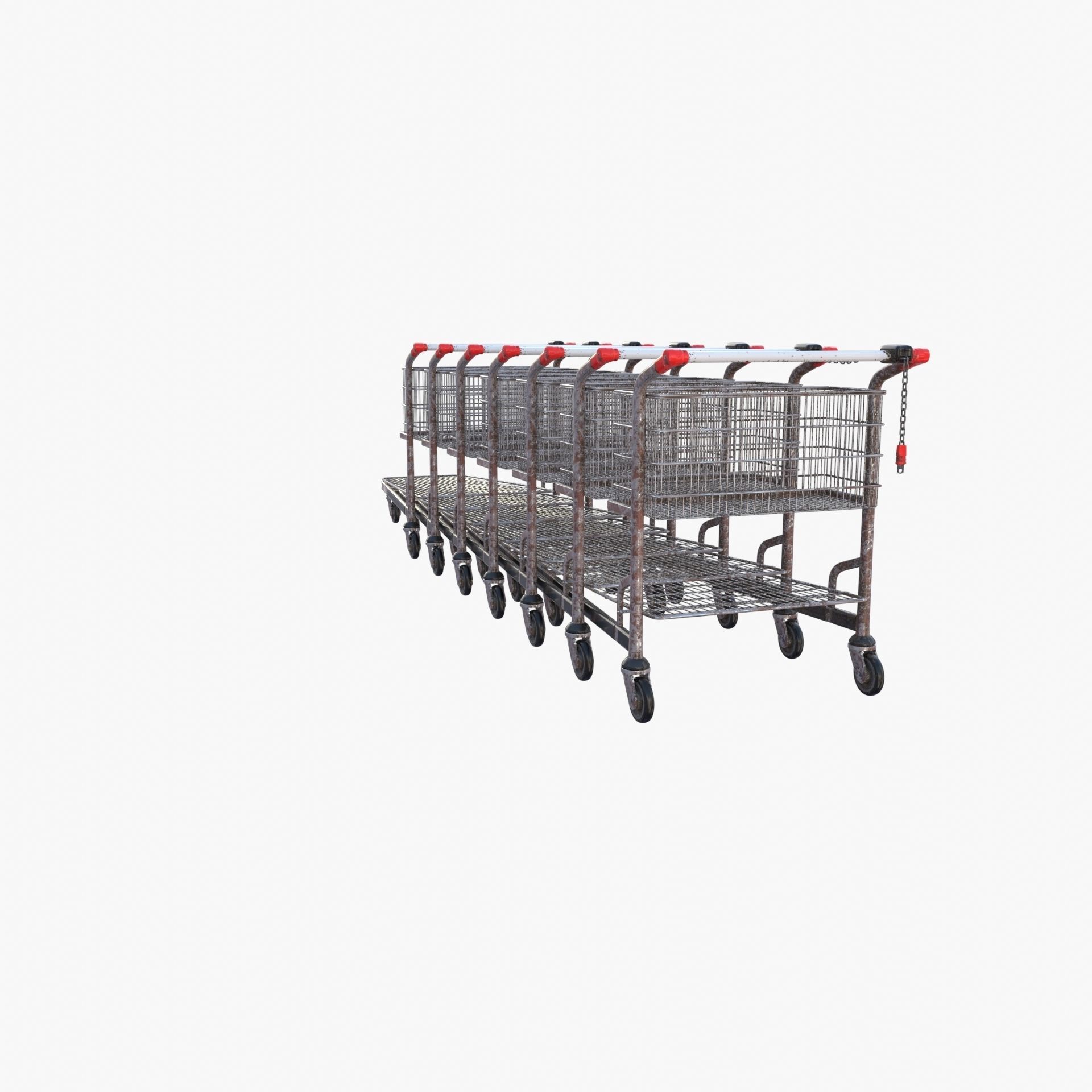 Shopping cart weathered stack v1 Low-poly 3D model_10