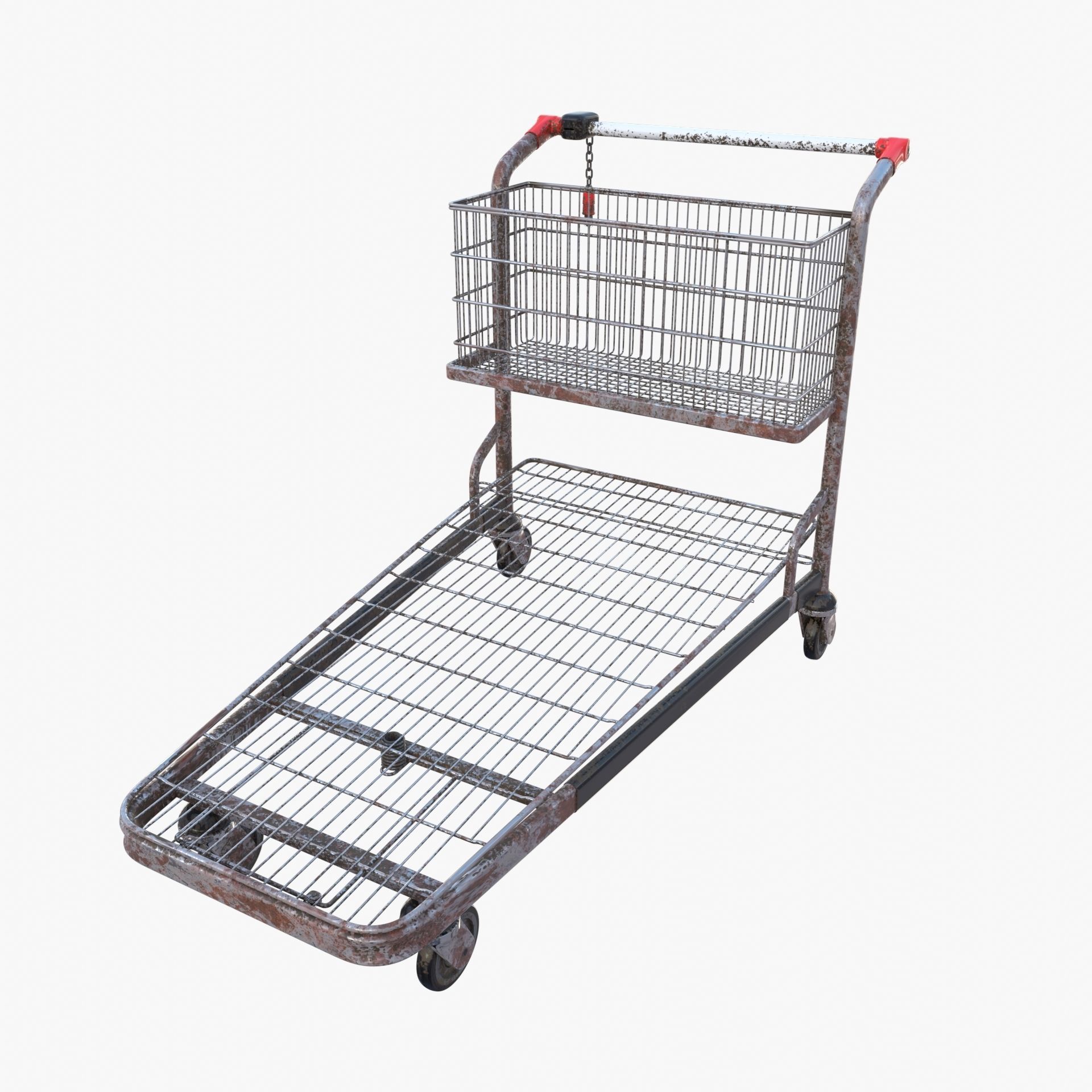 Shopping cart weathered stack v1 Low-poly 3D model_7