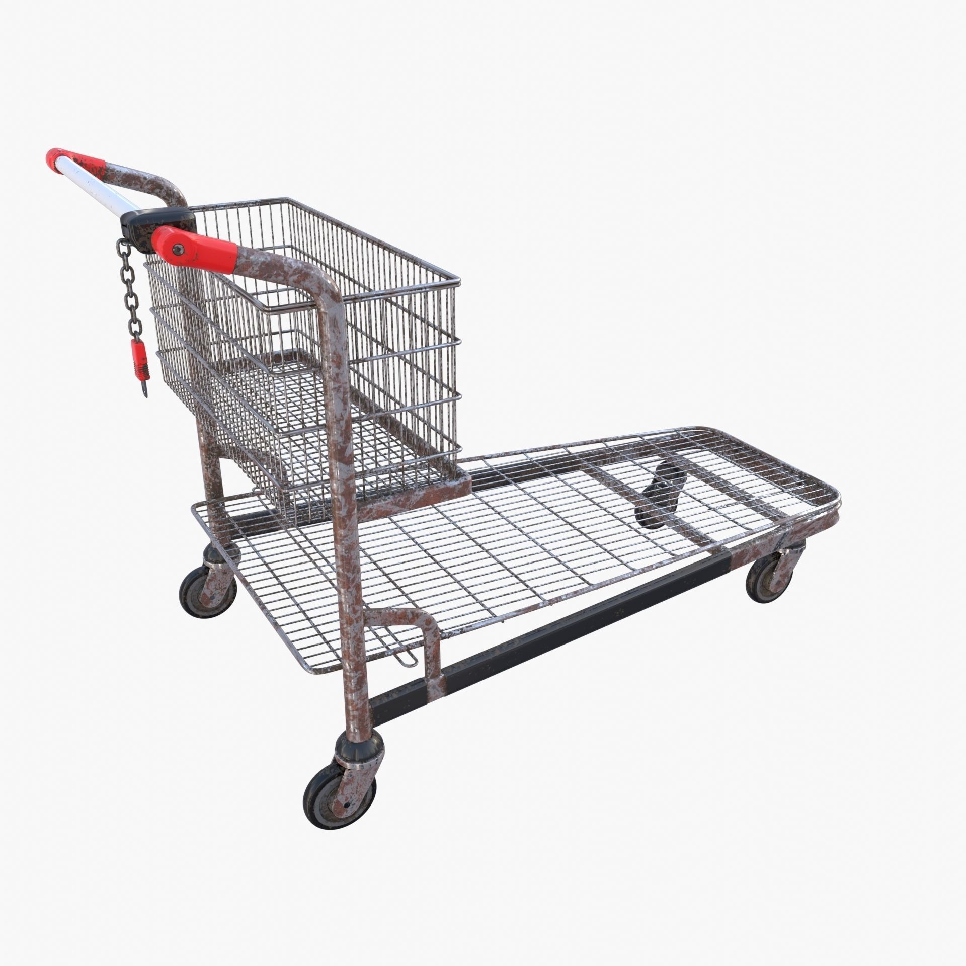 Shopping cart weathered stack v1 Low-poly 3D model_6