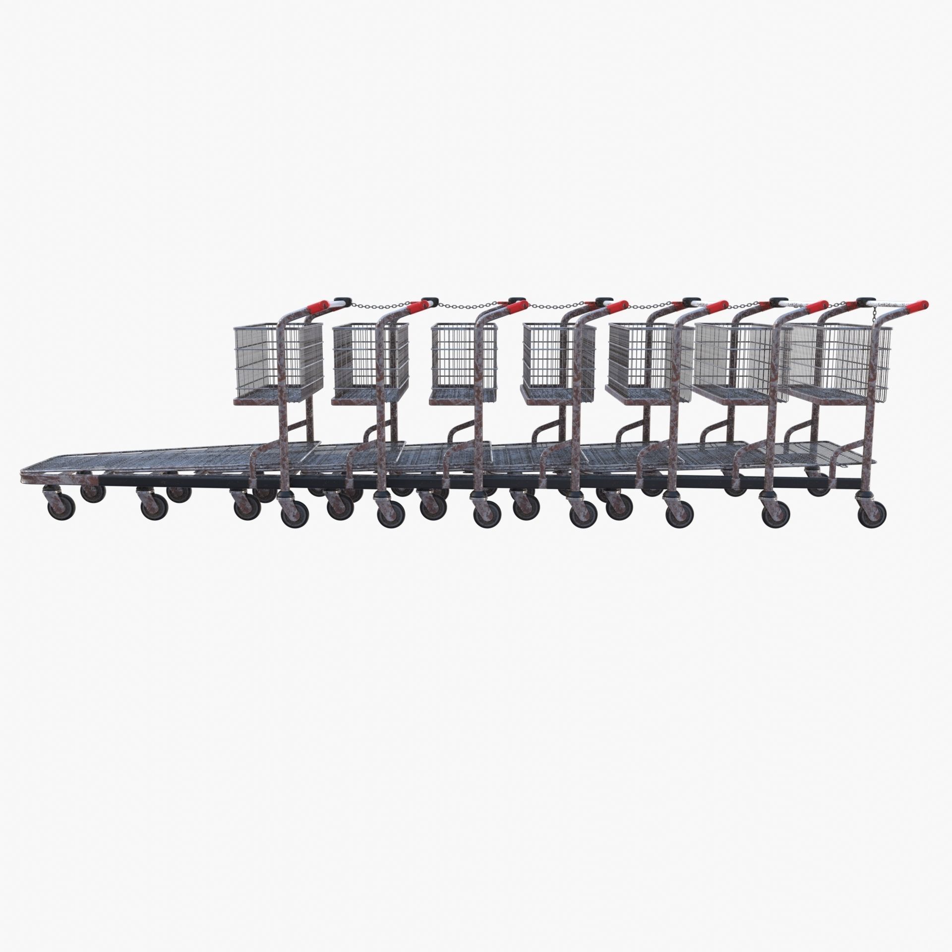 Shopping cart weathered stack v1 Low-poly 3D model_9