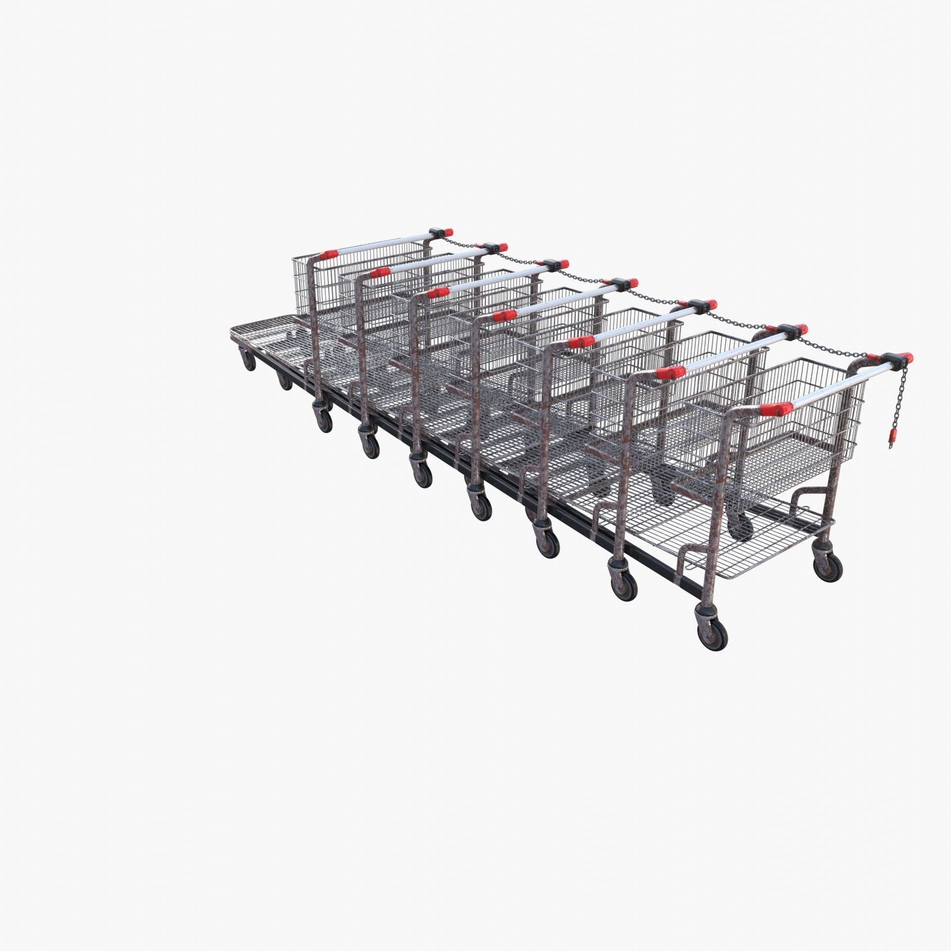 Shopping cart weathered stack v1 Low-poly 3D model_12