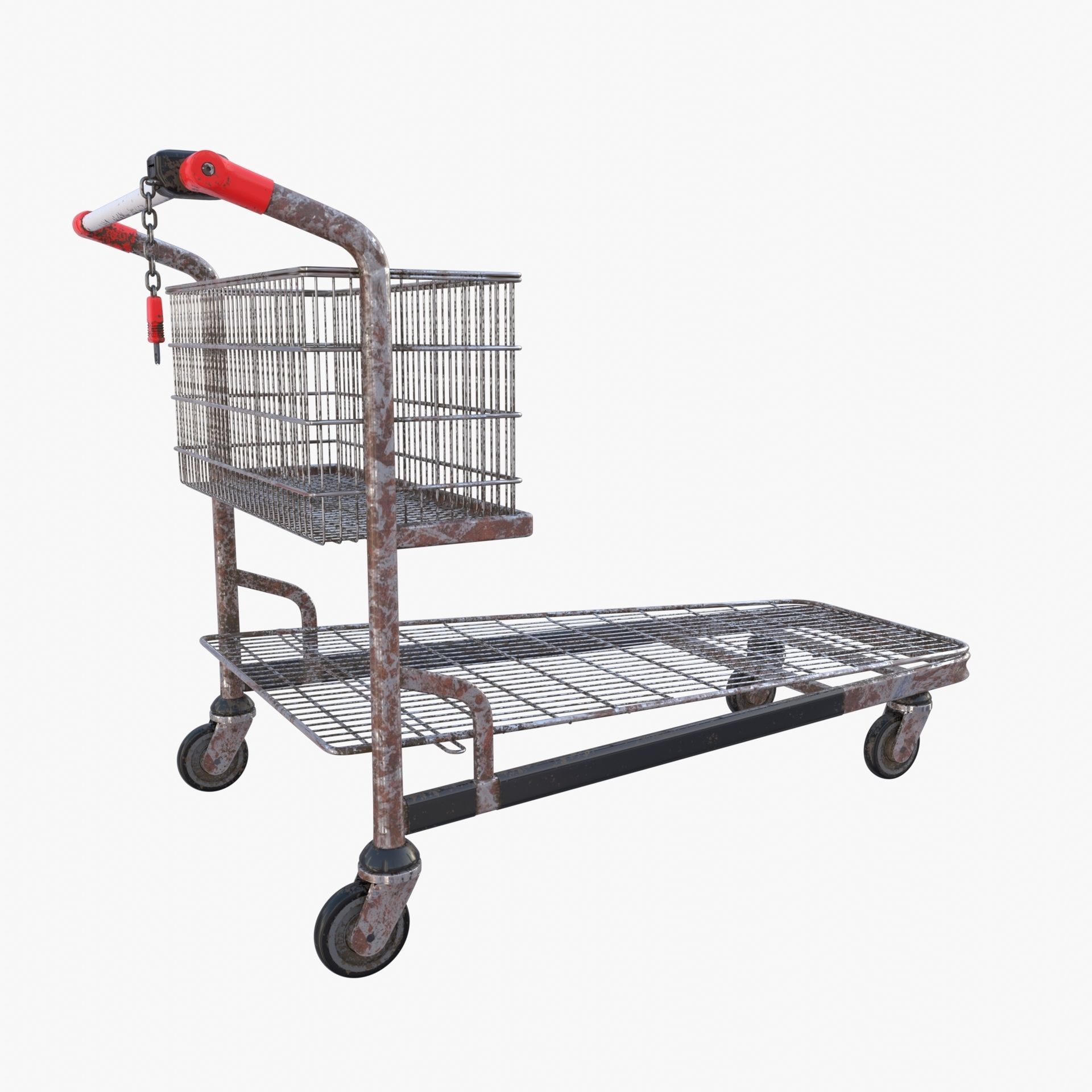 Shopping cart weathered stack v1 Low-poly 3D model_4