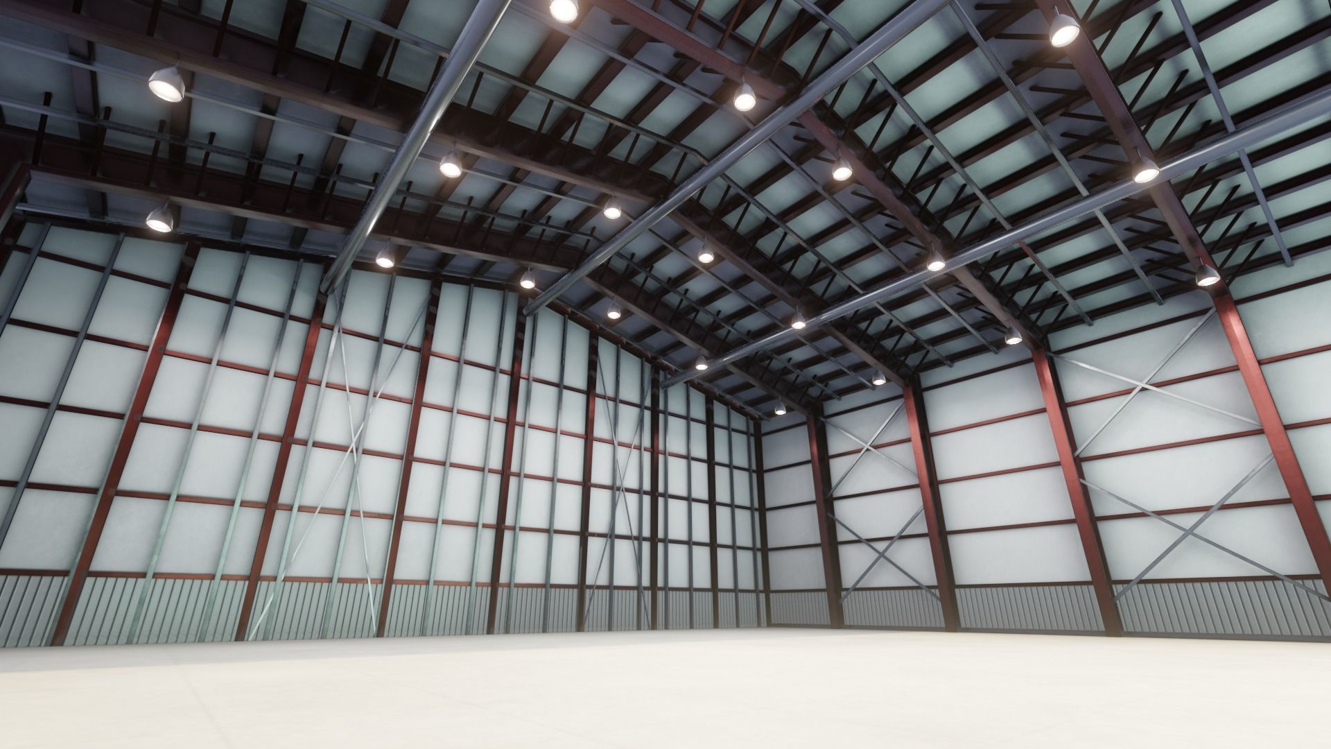 Airplane Hangar Interior 3D Model Low-poly 3D model_9