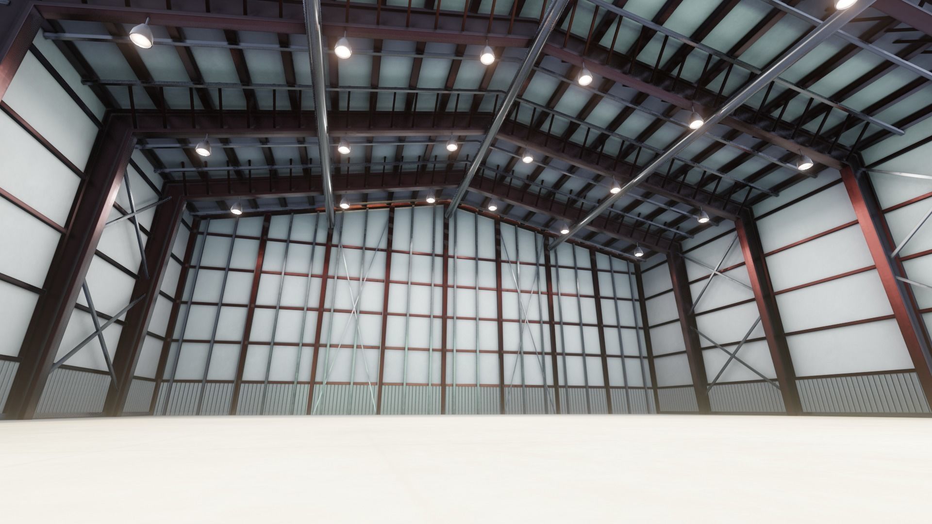 Airplane Hangar Interior 3D Model Low-poly 3D model_2